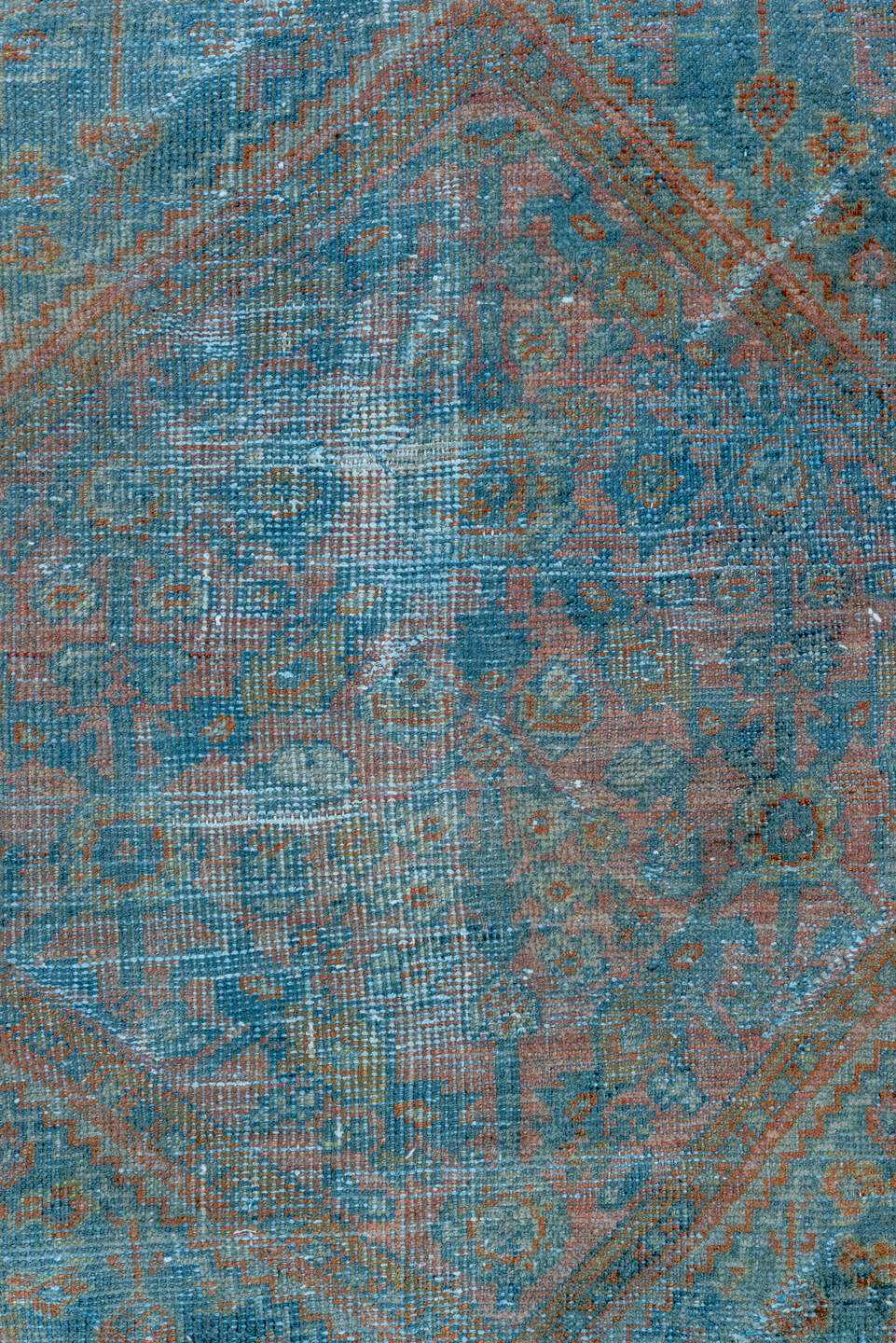 4' x 6' one-of-a-kind handmade vintage Mahal small size rug. Color palette: black, blue, brown, dim gray, gray, light blue