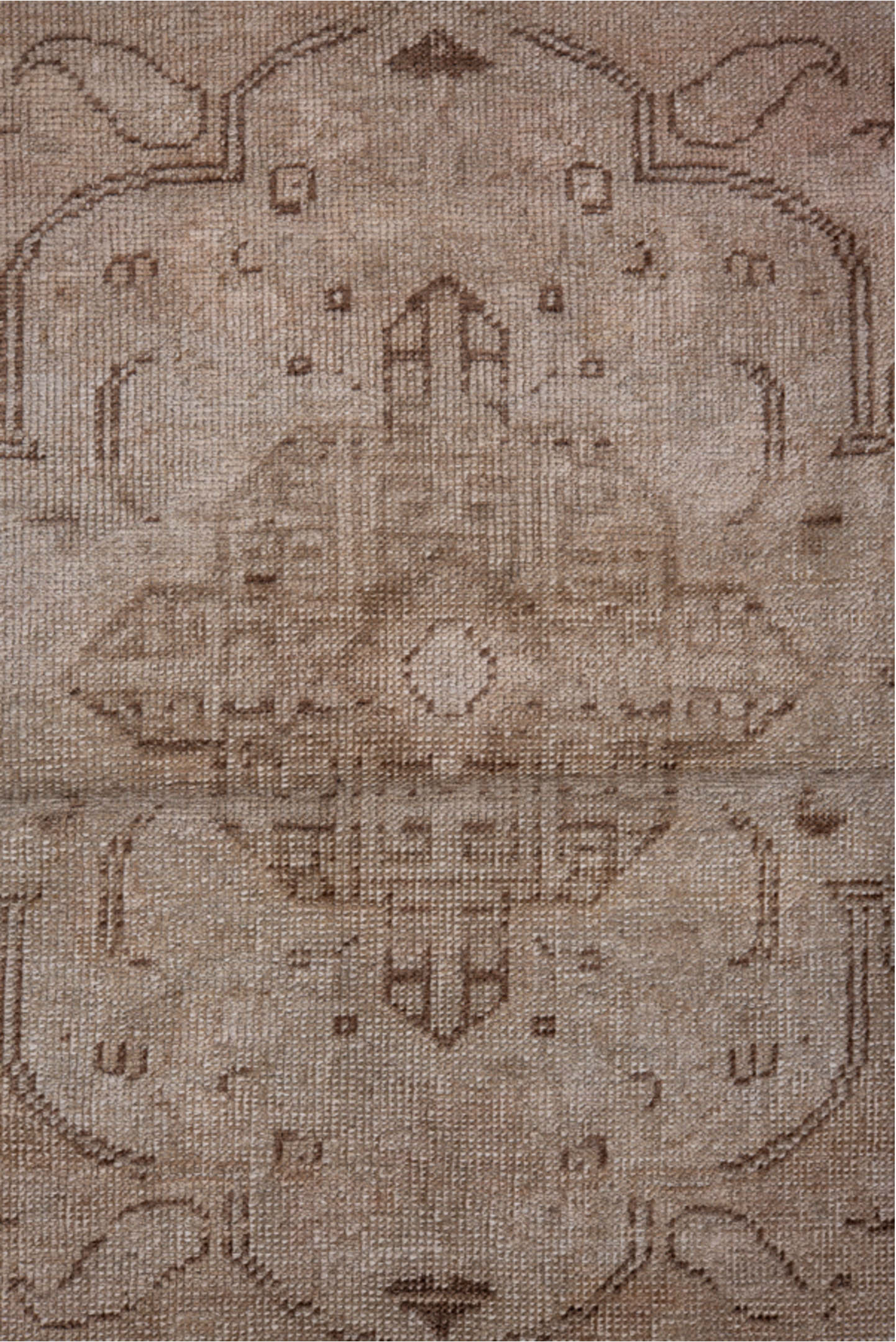 4' x 6' one-of-a-kind handmade vintage Oushak small size rug. Color palette: brown, gray, pink