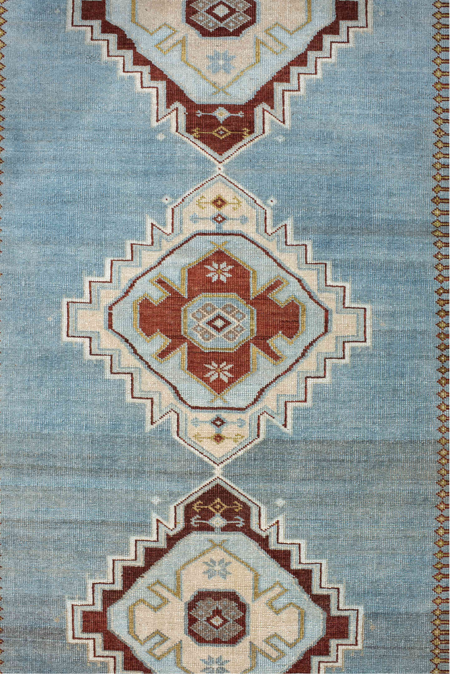 3' x 6' one-of-a-kind handmade vintage Kuba small size rug. Color palette: gray, brown, light gray, off-white, light blue