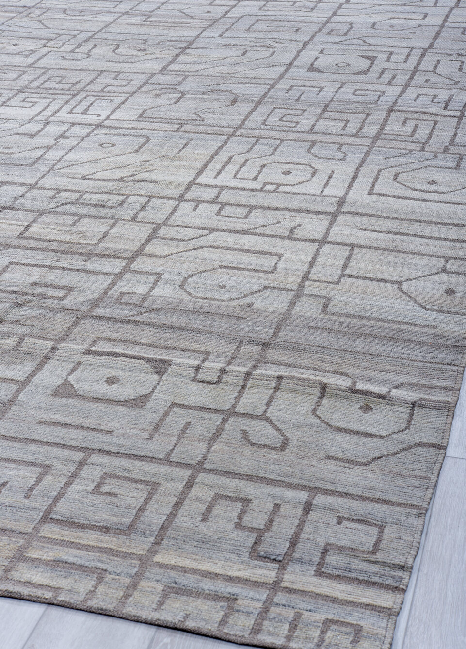 12' x 13' one-of-a-kind handmade vintage Tulu oversize rug. Color palette: black, dark gray, dim gray, gainsboro, gray