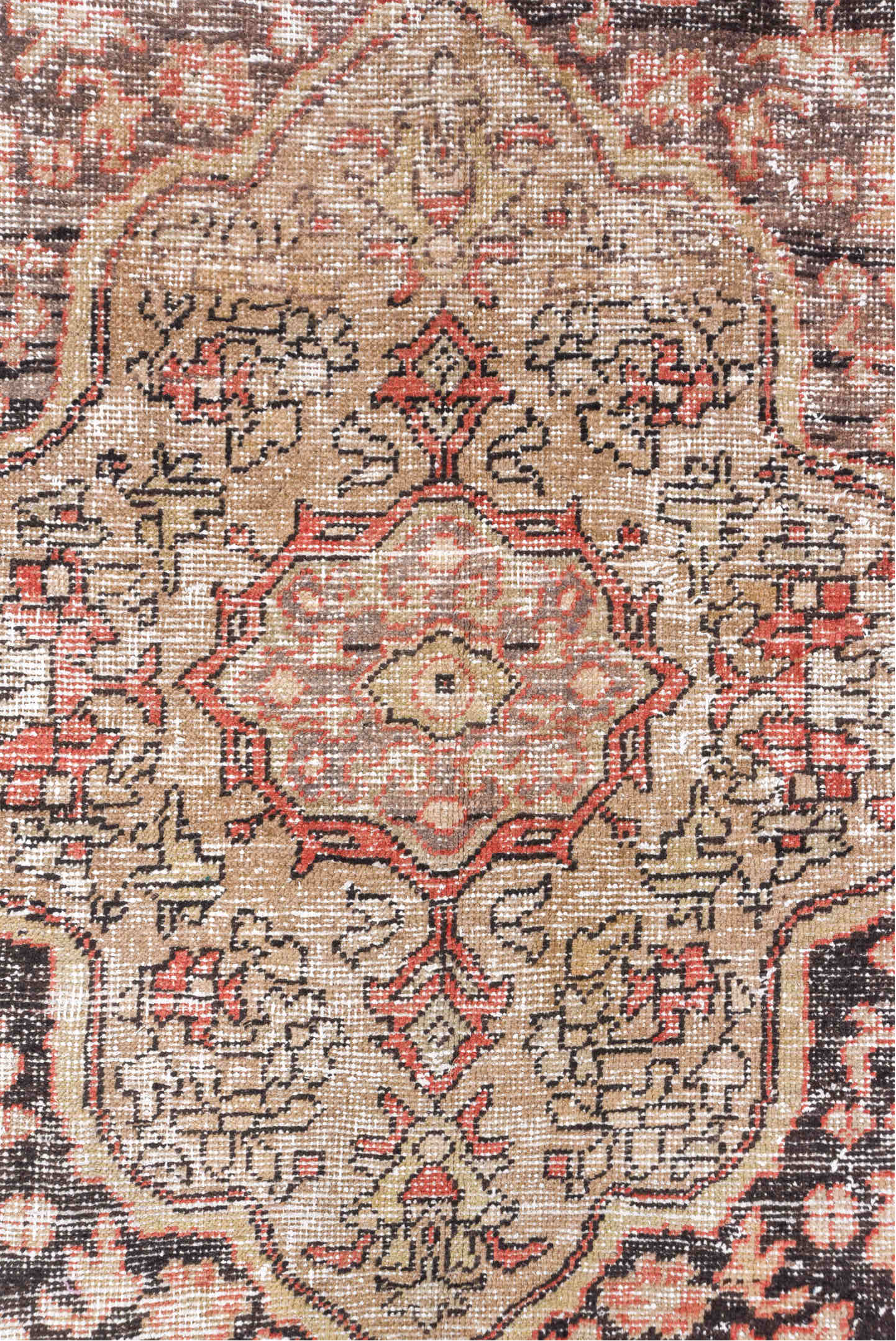 8' x 12' one-of-a-kind handmade vintage Oushak large size rug. Color palette: brown, gainsboro, gray, light gray, off-white