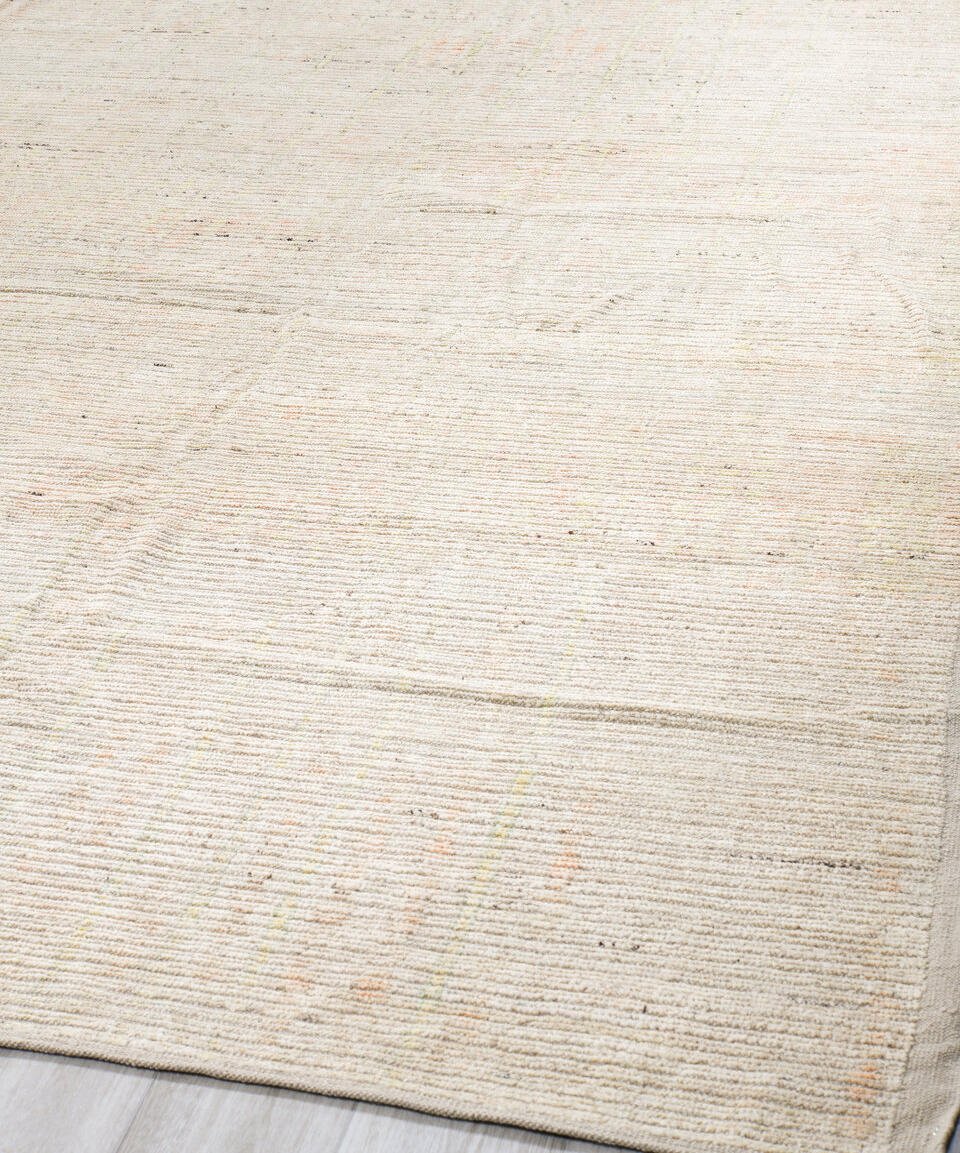 13' x 16' one-of-a-kind handmade vintage Tulu oversize rug. Color palette: antiquewhite, beige, black, blanched almond