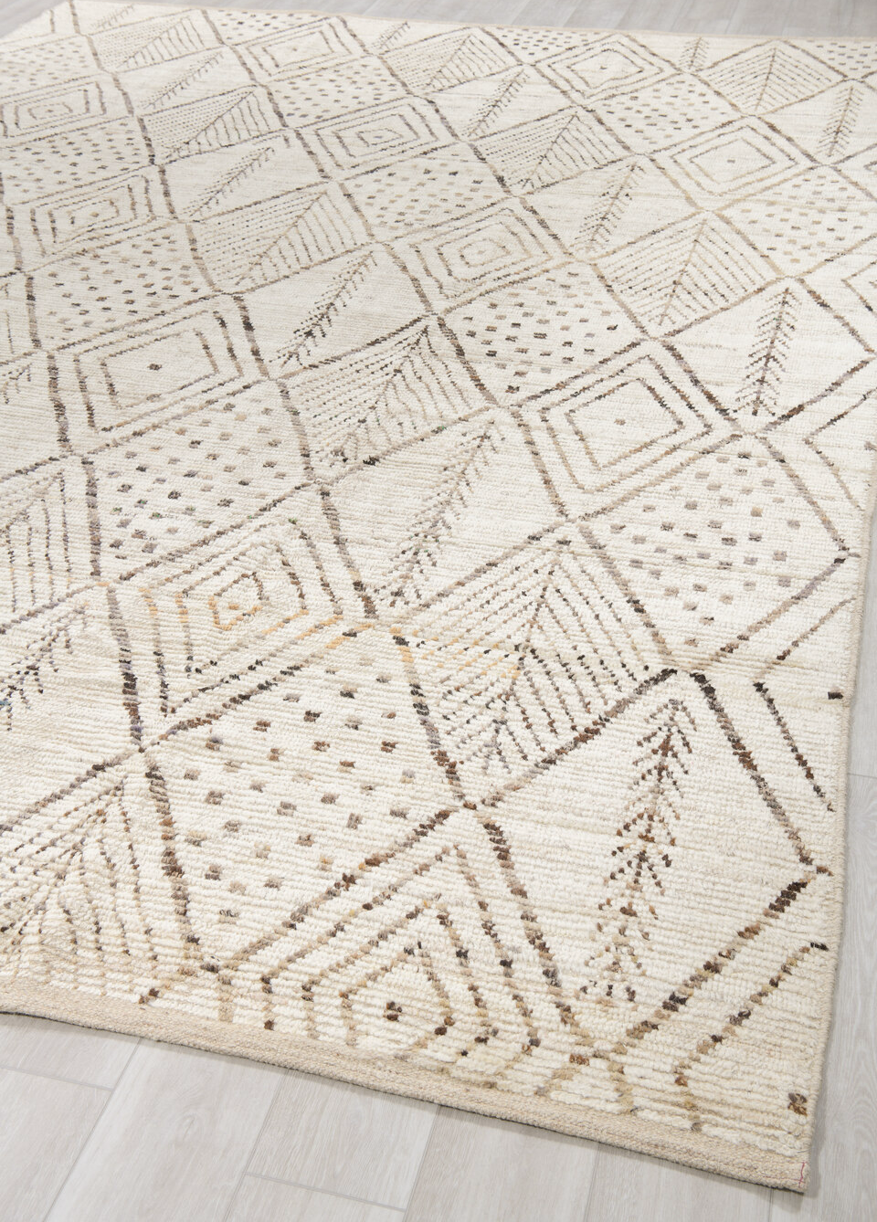 10' x 14' one-of-a-kind handmade vintage Tulu large size rug. Color palette: black, brown, dark gray, gray, light gray