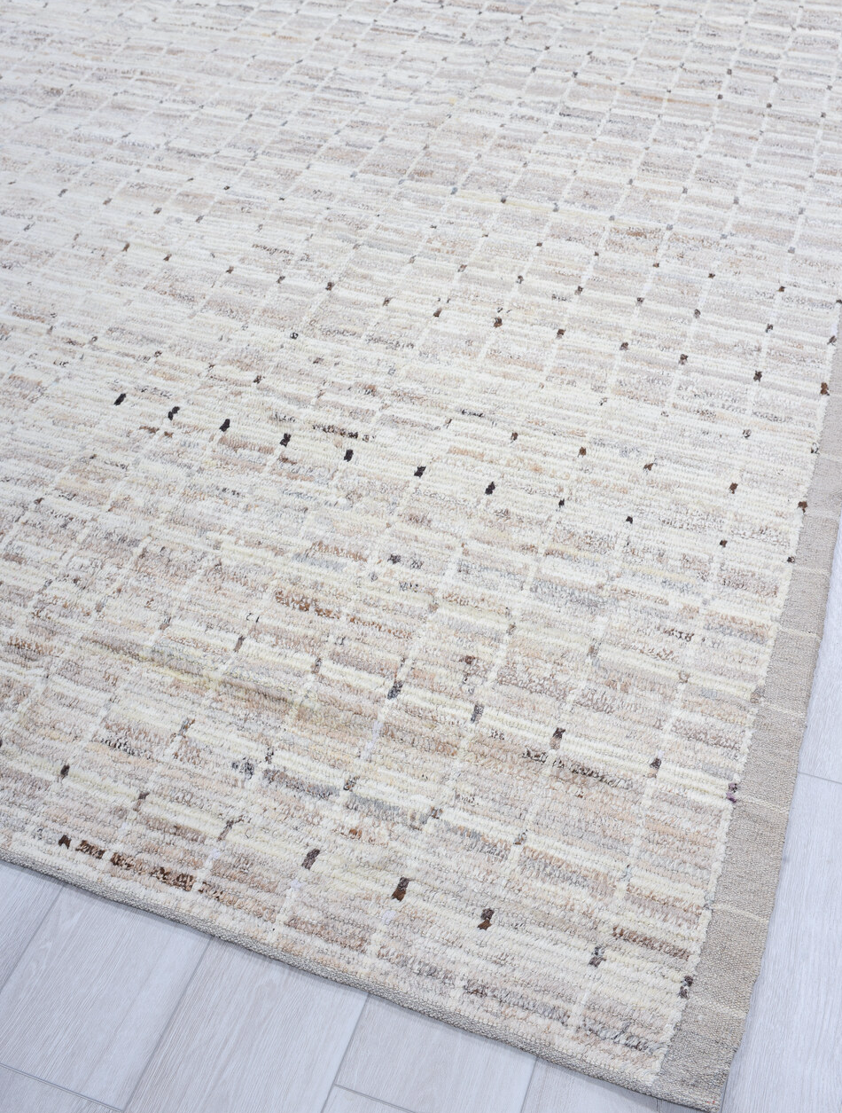 8' x 9' one-of-a-kind handmade vintage Tulu rug. Color palette: dark gray, dim gray, gainsboro, gray, light blue, light gray