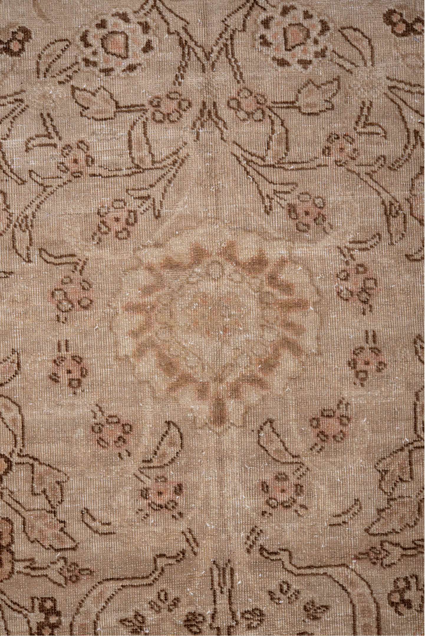 7' x 10' one-of-a-kind handmade vintage Tabriz large size rug. Color palette: brown, gray, light gray, off-white, orange