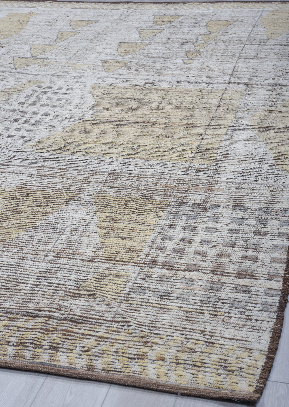 9' x 13' one-of-a-kind handmade vintage Tulu large size rug. Color palette: black, dark gray, dim gray, gainsboro, gray