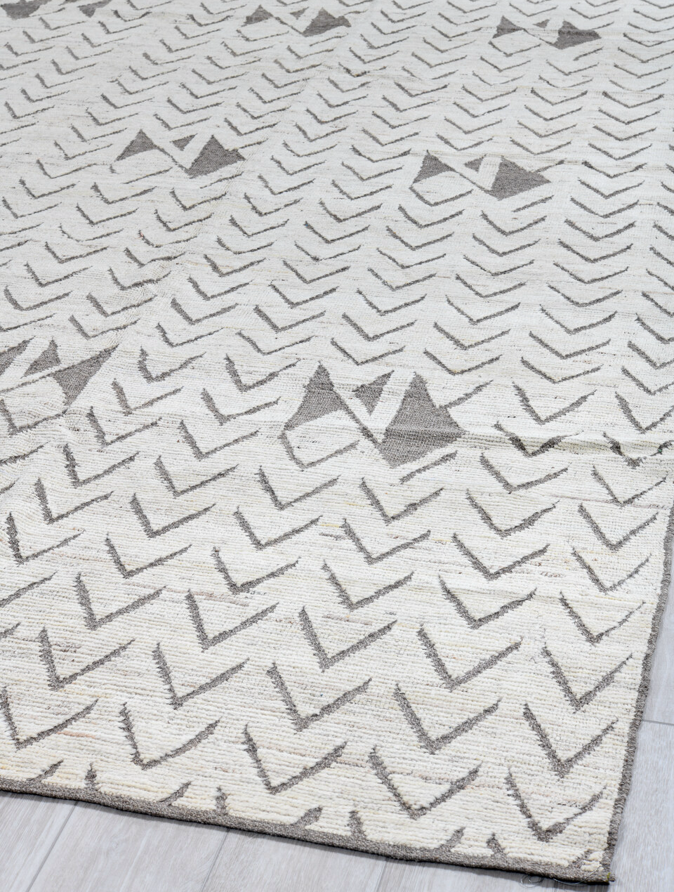 9' x 11' one-of-a-kind handmade vintage Tulu large size rug. Color palette: black, dark gray, dim gray, gainsboro, gray