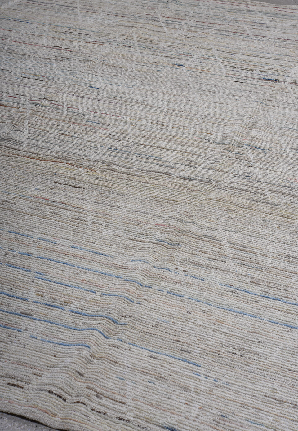 9' x 11' one-of-a-kind handmade vintage Tulu large size rug. Color palette: black, blue, dark gray, gainsboro, gray