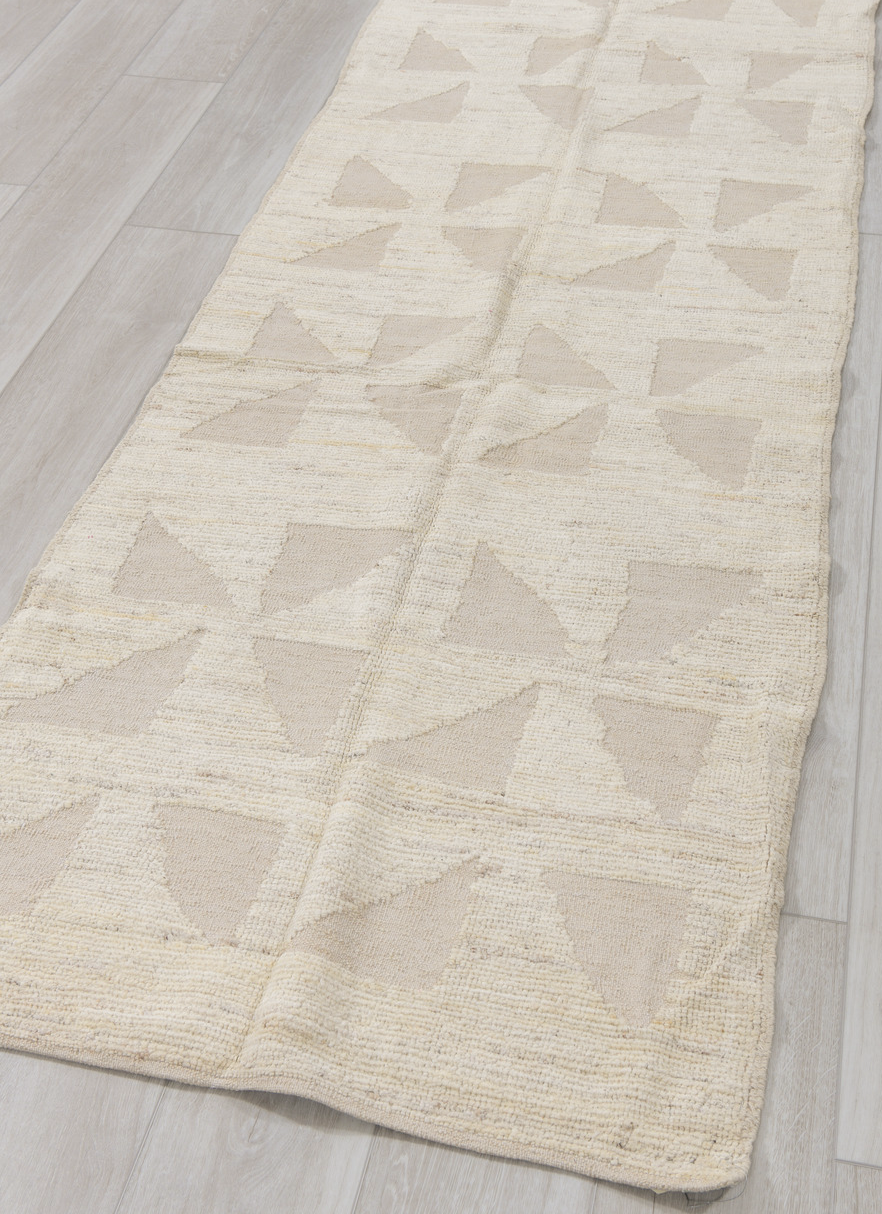 2' x 11' one-of-a-kind handmade vintage Tulu runner rug. Color palette: dark gray, gainsboro, gray, light gray, off-white