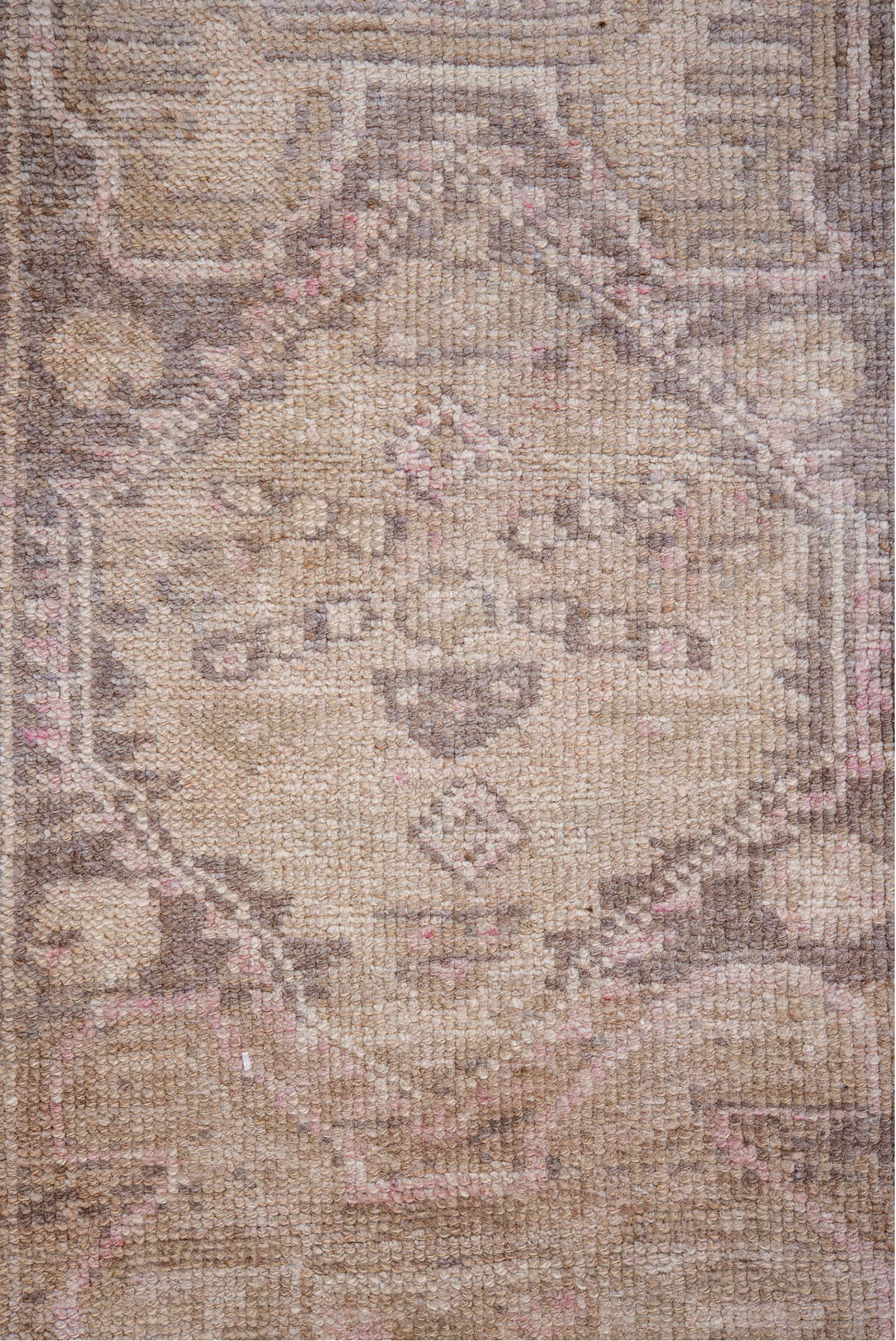 3' x 10' one-of-a-kind handmade vintage Sarab runner rug. Color palette: brown, gray, light gray, off-white, orange, pink