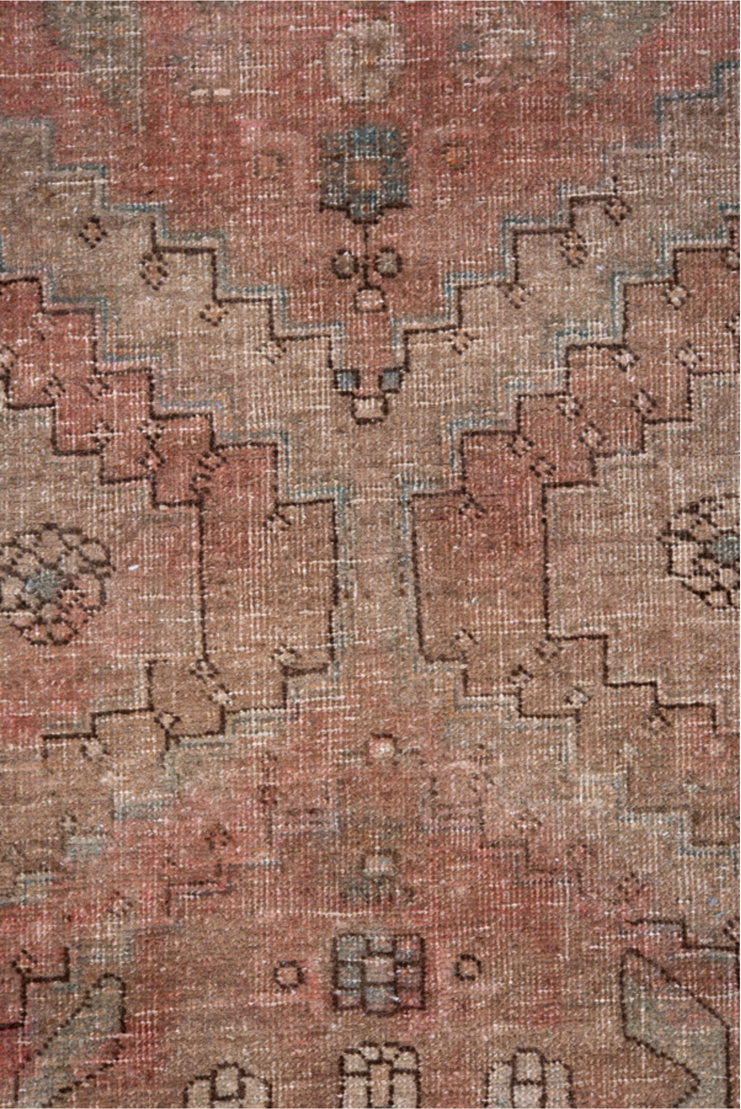 3' x 9' one-of-a-kind handmade vintage Sarab runner rug. Color palette: brown, dim gray, gray, pink