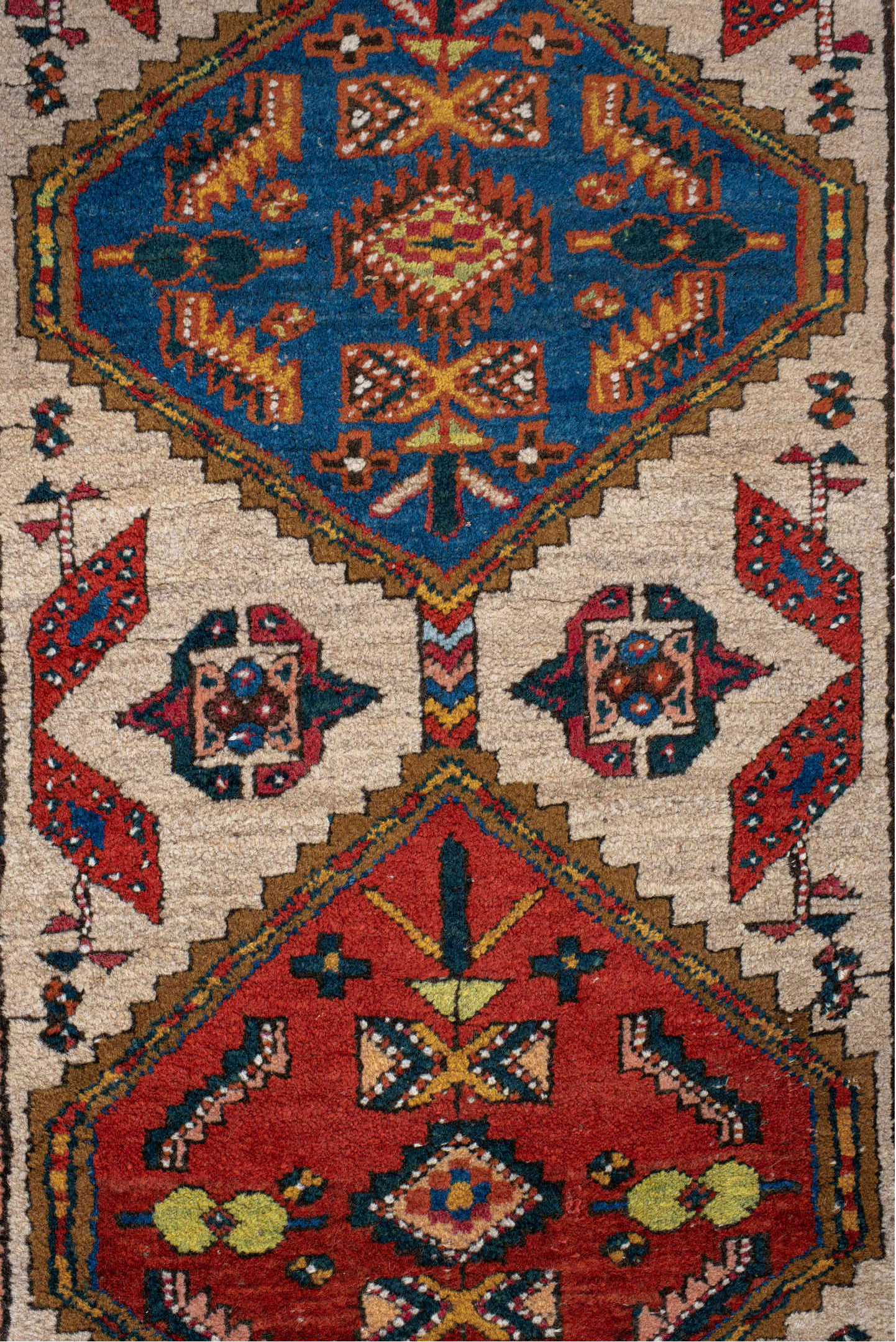 3' x 7' one-of-a-kind handmade vintage Sarab runner rug. Color palette: brown, gainsboro, gray, light gray, off-white