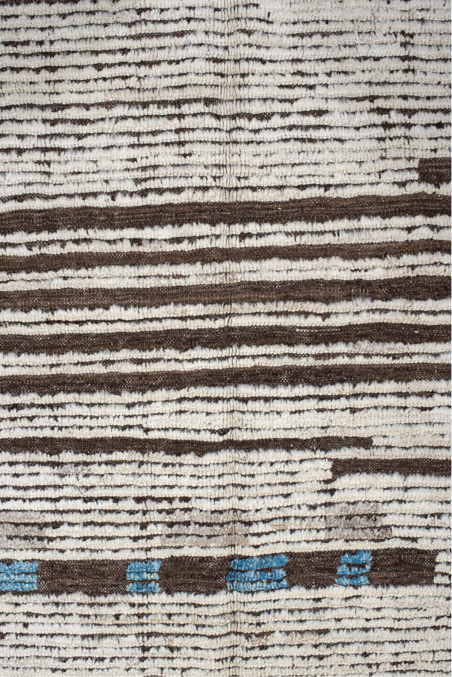 10' x 14' one-of-a-kind handmade vintage Tulu large size rug. Color palette: gray, off-white, blue, light blue, light gray