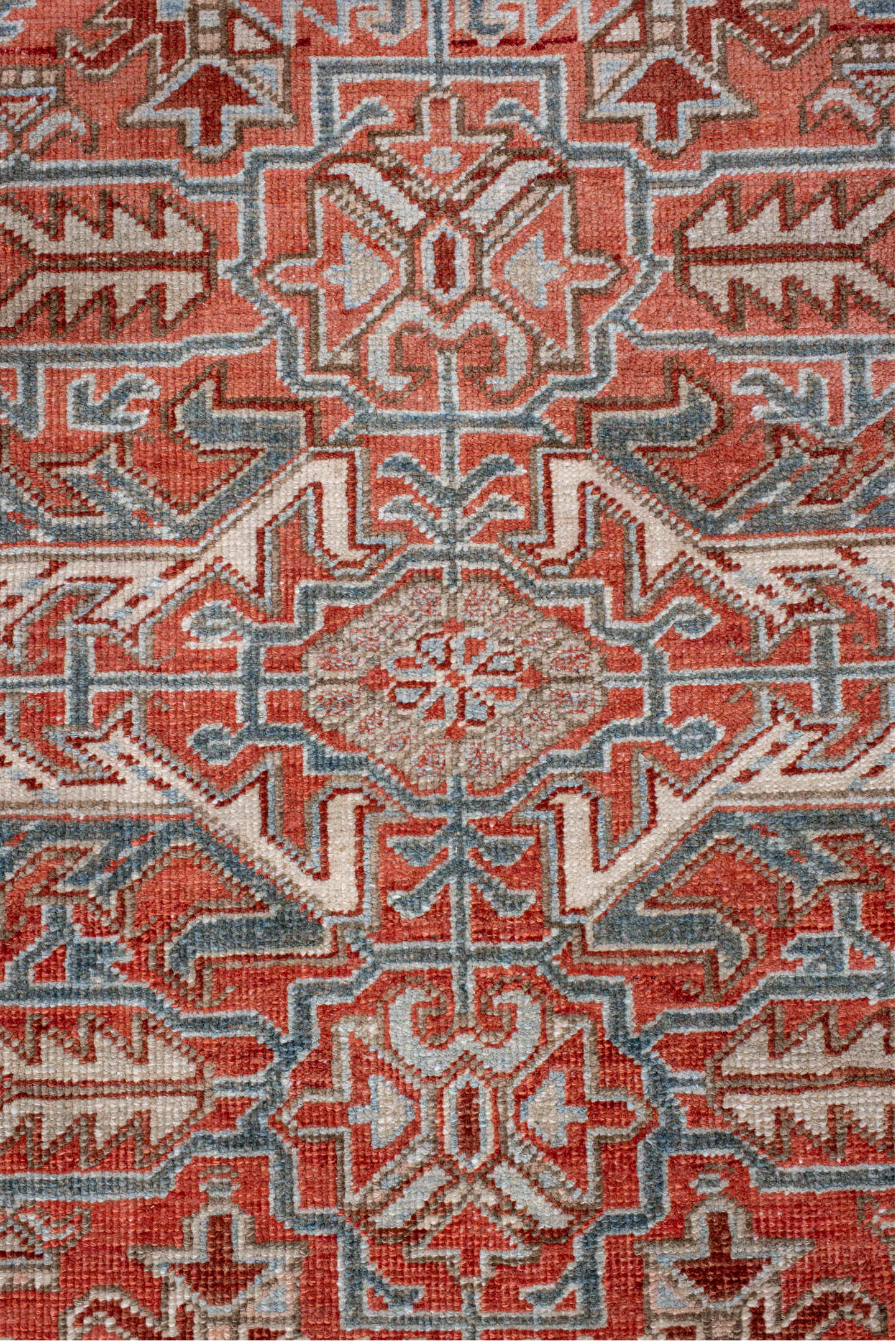 7' x 9' one-of-a-kind handmade vintage Heriz rug. Color palette: black, brown, charcoal, dark gray, dim gray, gainsboro