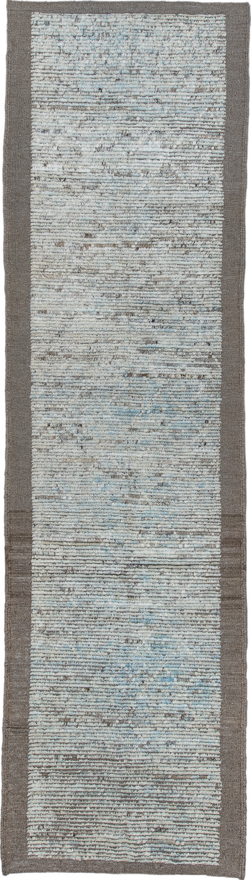 2' x 10' one-of-a-kind handmade vintage Tulu runner rug. Color palette: black, dark gray, dim gray, gainsboro, gray