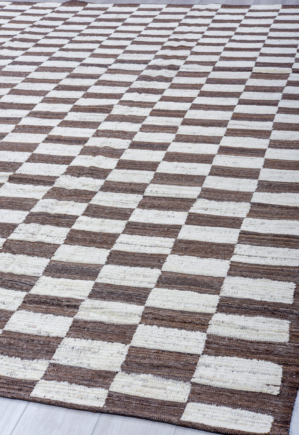 9' x 12' one-of-a-kind handmade vintage Tulu large size rug. Color palette: black, blue, brown, dark gray, gainsboro, gray