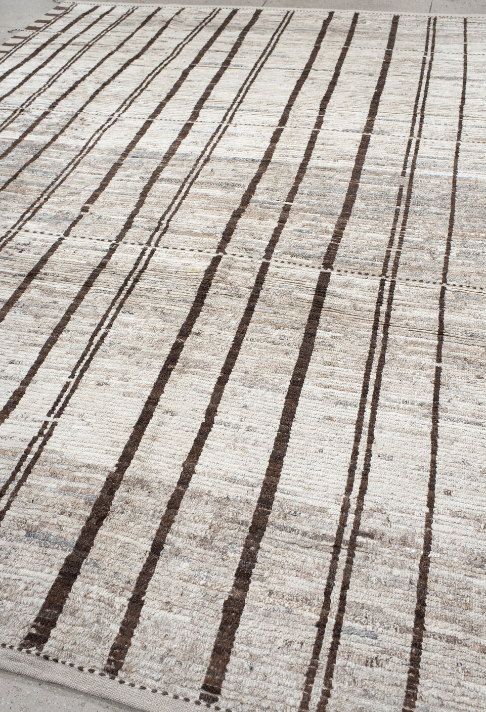 9' x 11' one-of-a-kind handmade vintage Tulu large size rug. Color palette: brown, dark gray, dim gray, gainsboro, gray