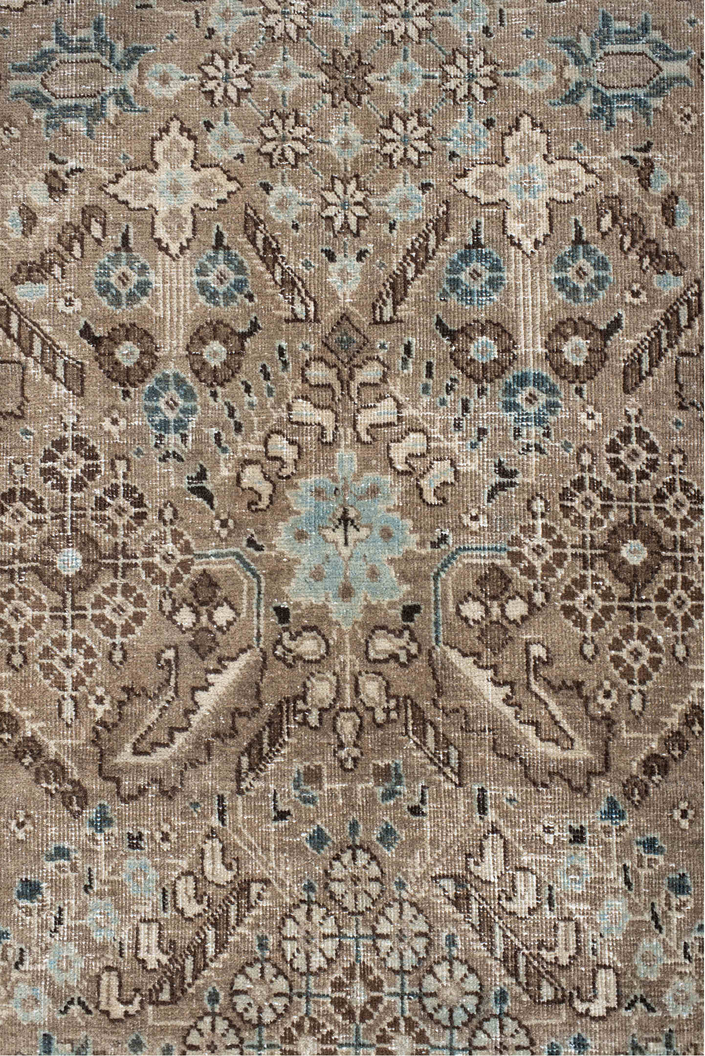 6' x 9' one-of-a-kind handmade vintage Tabriz medium size rug. Color palette: light gray, off-white, gray, brown, black