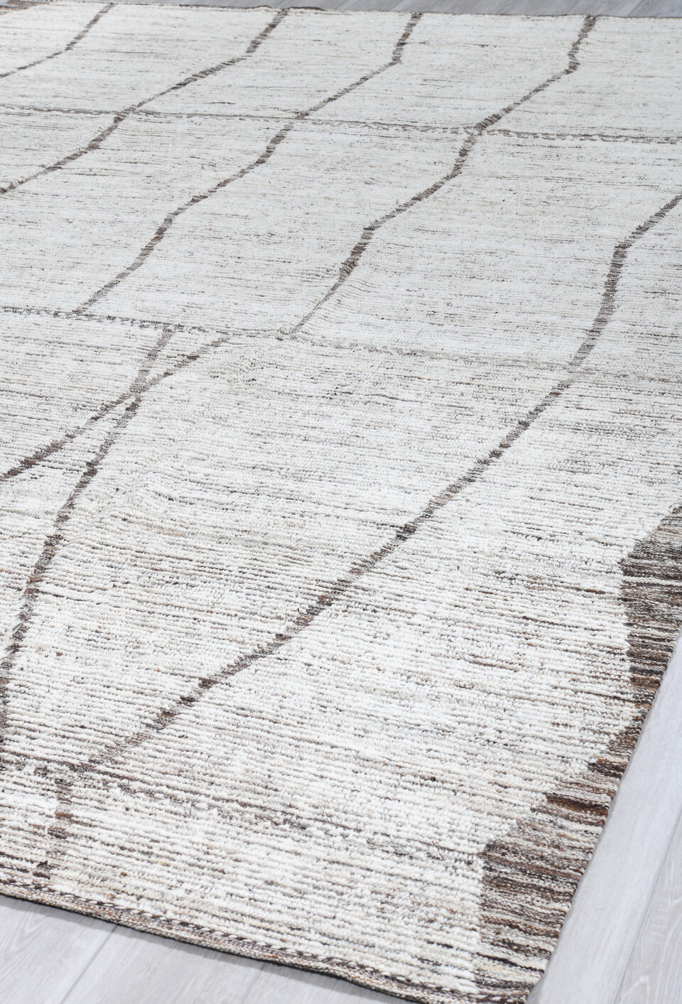 9' x 12' one-of-a-kind handmade vintage Tulu large size rug. Color palette: black, charcoal, dark gray, dim gray, gainsboro