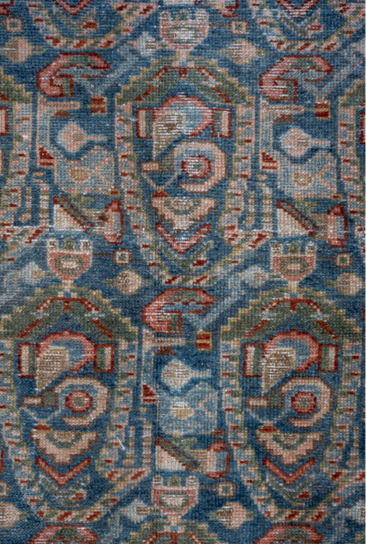 4' x 6' one-of-a-kind handmade vintage Malayer small size rug. Color palette: arapawa, black, blue, brown, charcoal