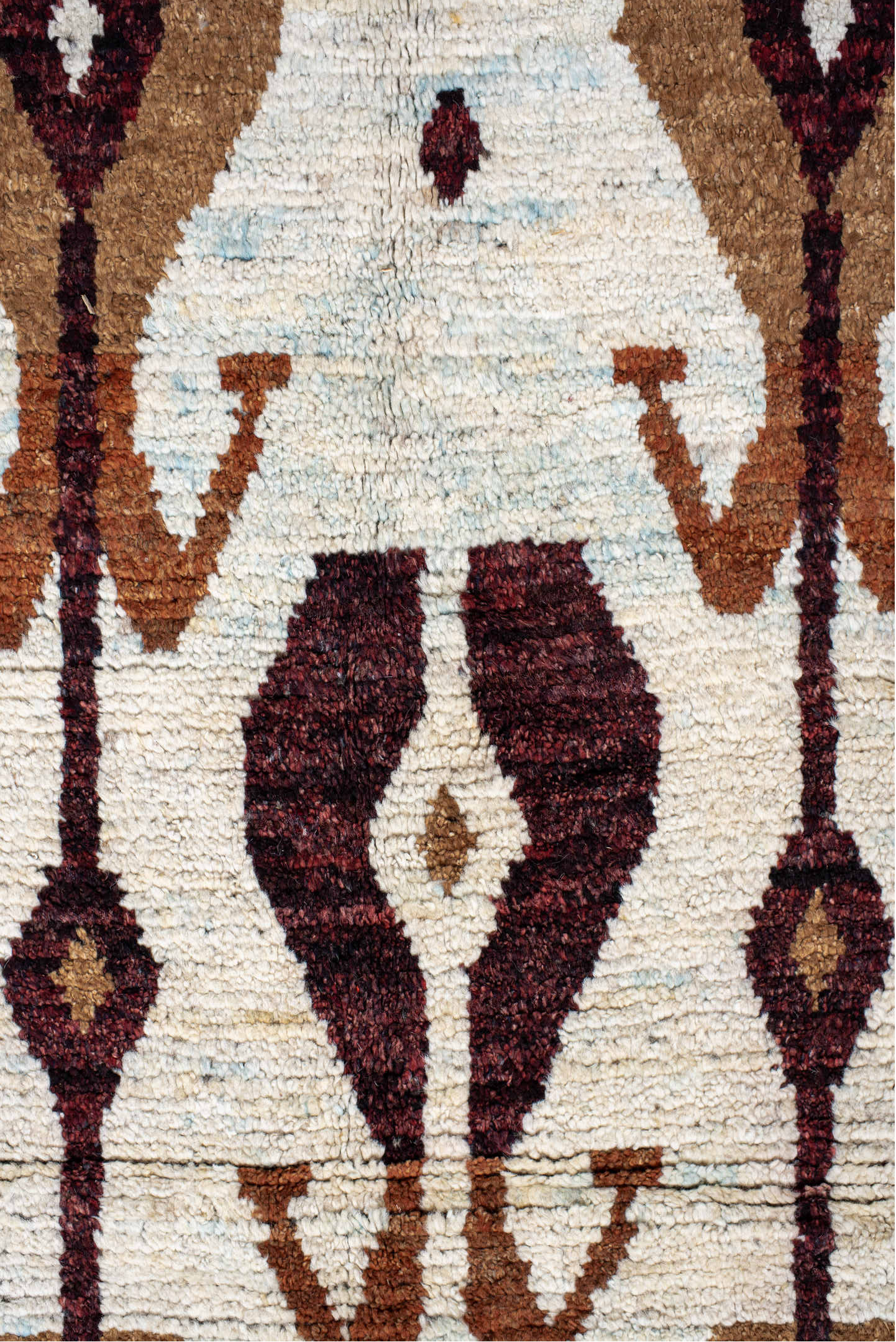 8' x 10' one-of-a-kind handmade vintage Tulu large size rug. Color palette: antiquewhite, blue, brown, gainsboro, gray