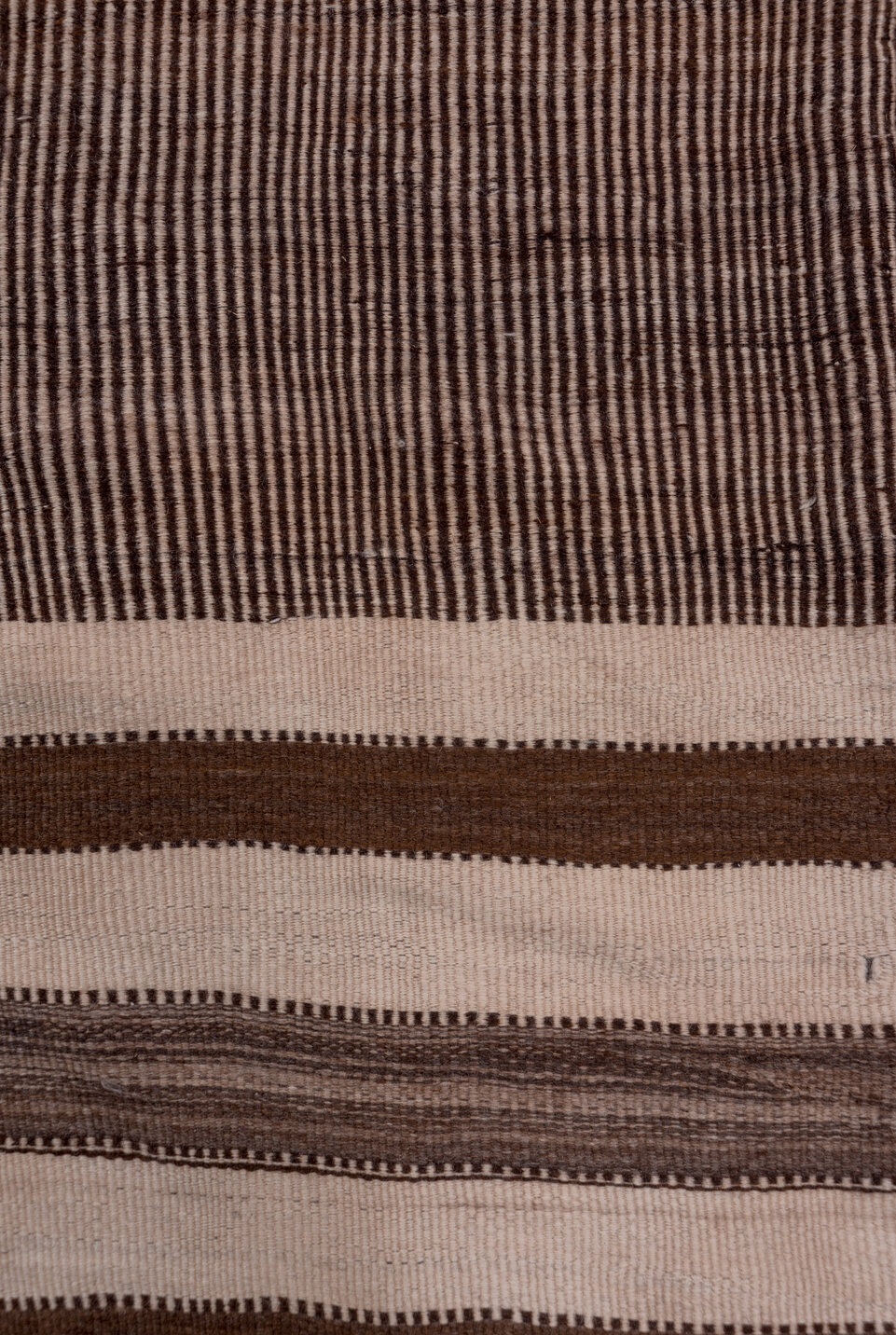 5' x 11' one-of-a-kind handmade vintage Kilim runner rug. Color palette: brown, gray, light gray, off-white, pink