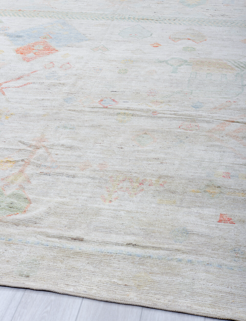 10' x 13' one-of-a-kind handmade vintage Tulu large size rug. Color palette: dark gray, gainsboro, gray, light gray