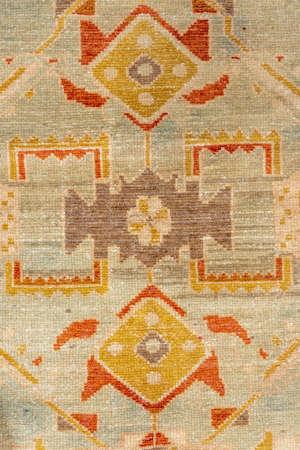 4' x 6' one-of-a-kind handmade vintage Malayer small size rug. Color palette: brown, off-white, orange, tan
