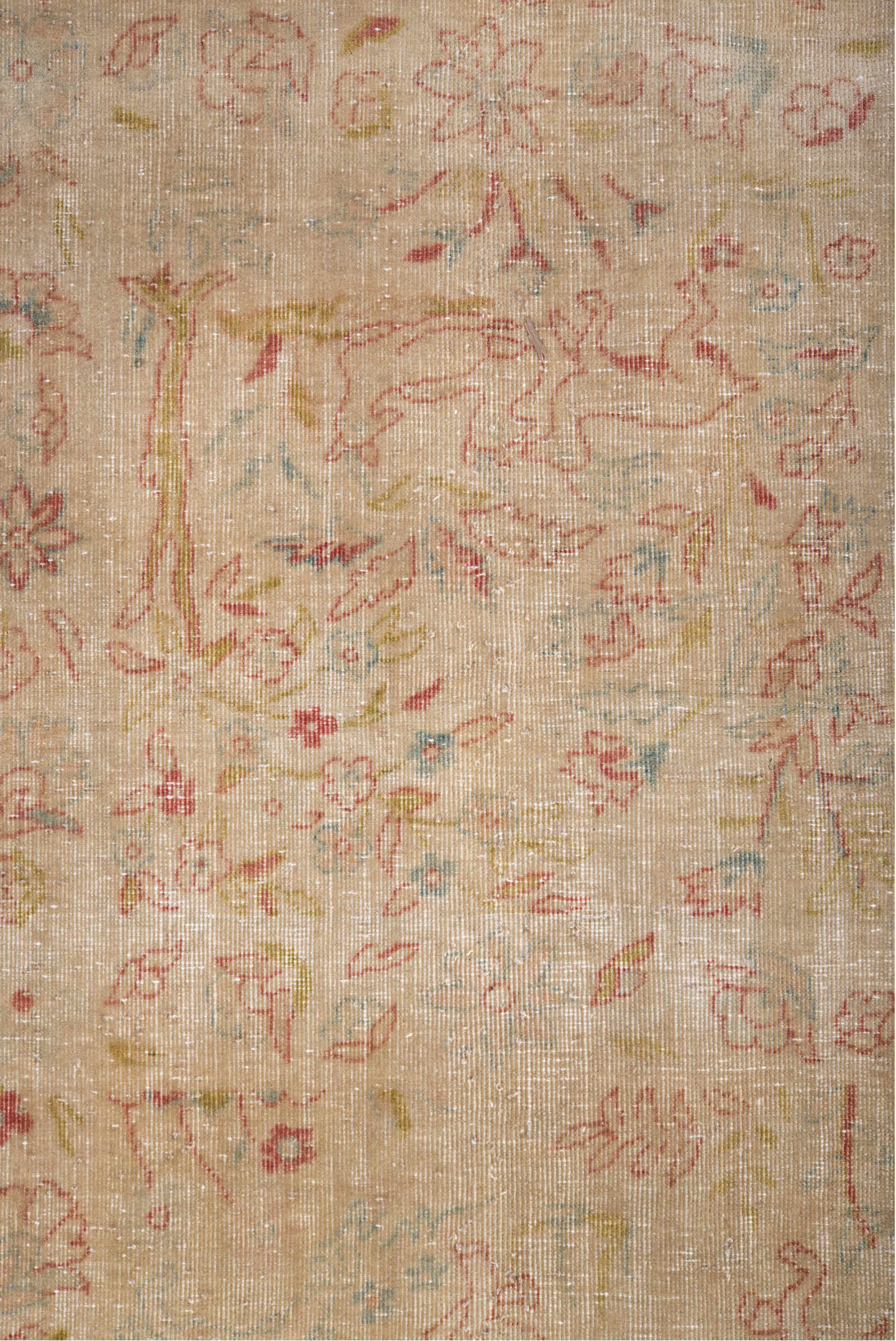 9' x 12' one-of-a-kind handmade vintage Tabriz large size rug. Color palette: brown, gray, off-white, orange, pink