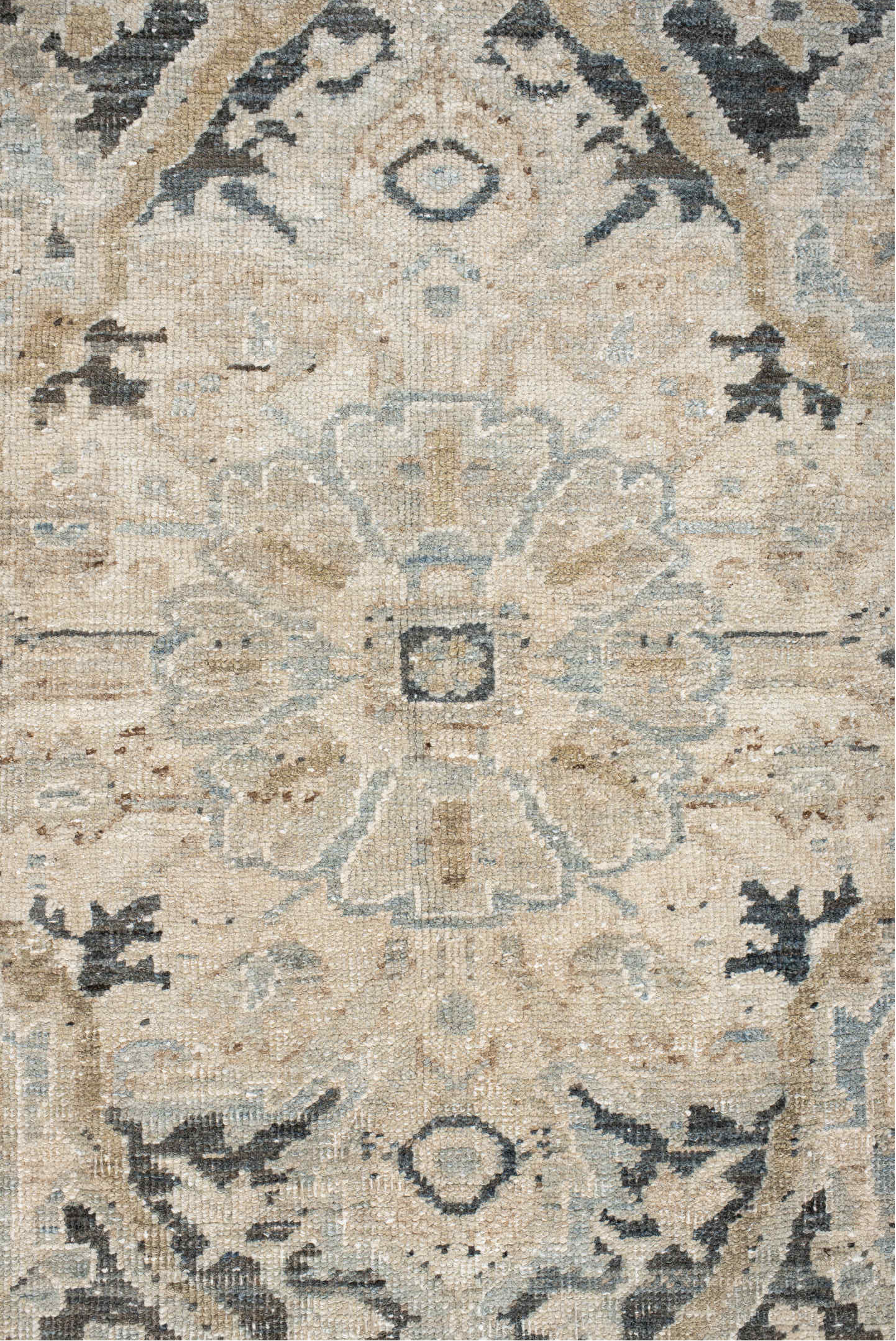8' x 10' one-of-a-kind handmade vintage Heriz large size rug. Color palette: gray, off-white, brown, antiquewhite