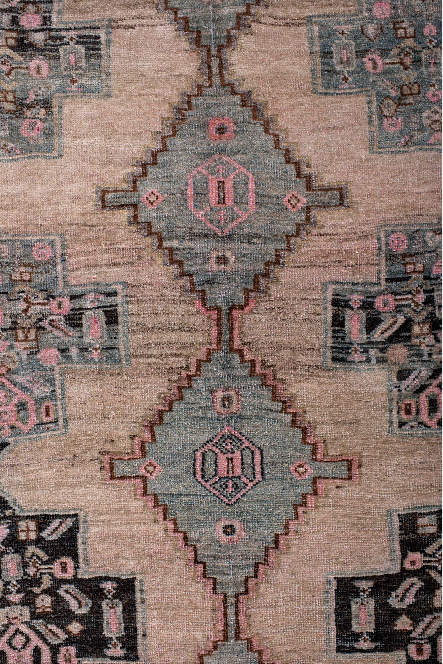 4' x 10' one-of-a-kind handmade vintage Bidjar runner rug. Color palette: black, brown, charcoal, dark gray, dim gray, gray