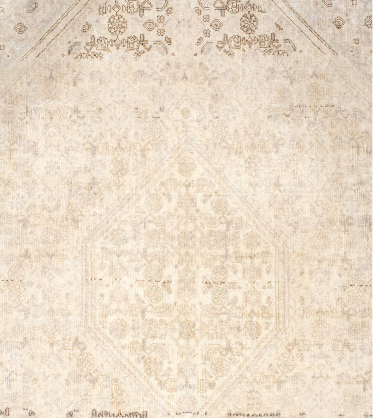 3' x 5' one-of-a-kind handmade vintage Bidjar small size rug. Color palette: off-white, gray, brown, light gray, orange
