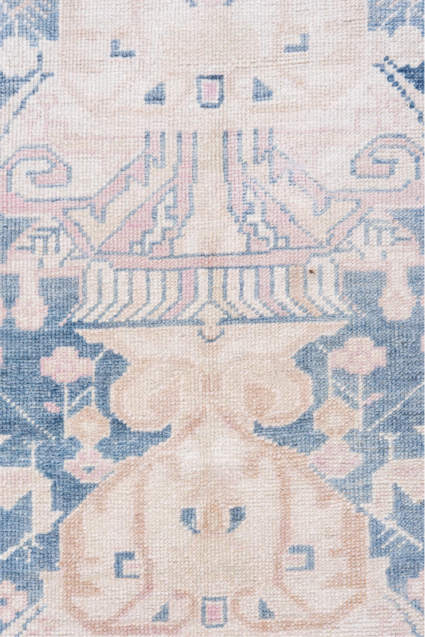 2' x 9' one-of-a-kind handmade vintage Anatol runner rug. Color palette: blue, fiord, gainsboro, gray, light blue