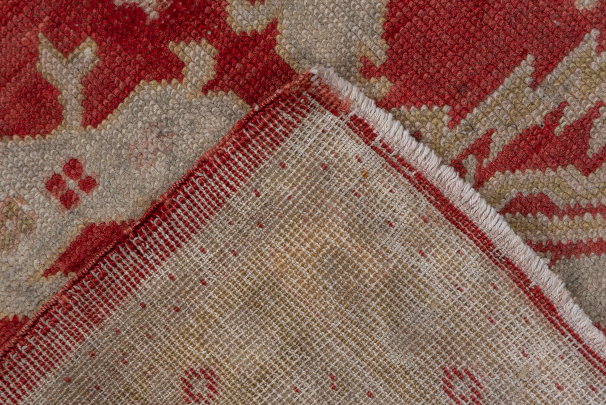 3' x 11' one-of-a-kind handmade vintage Oushak runner rug. Color palette: brown, dark red, maroon, off-white, orange, pink