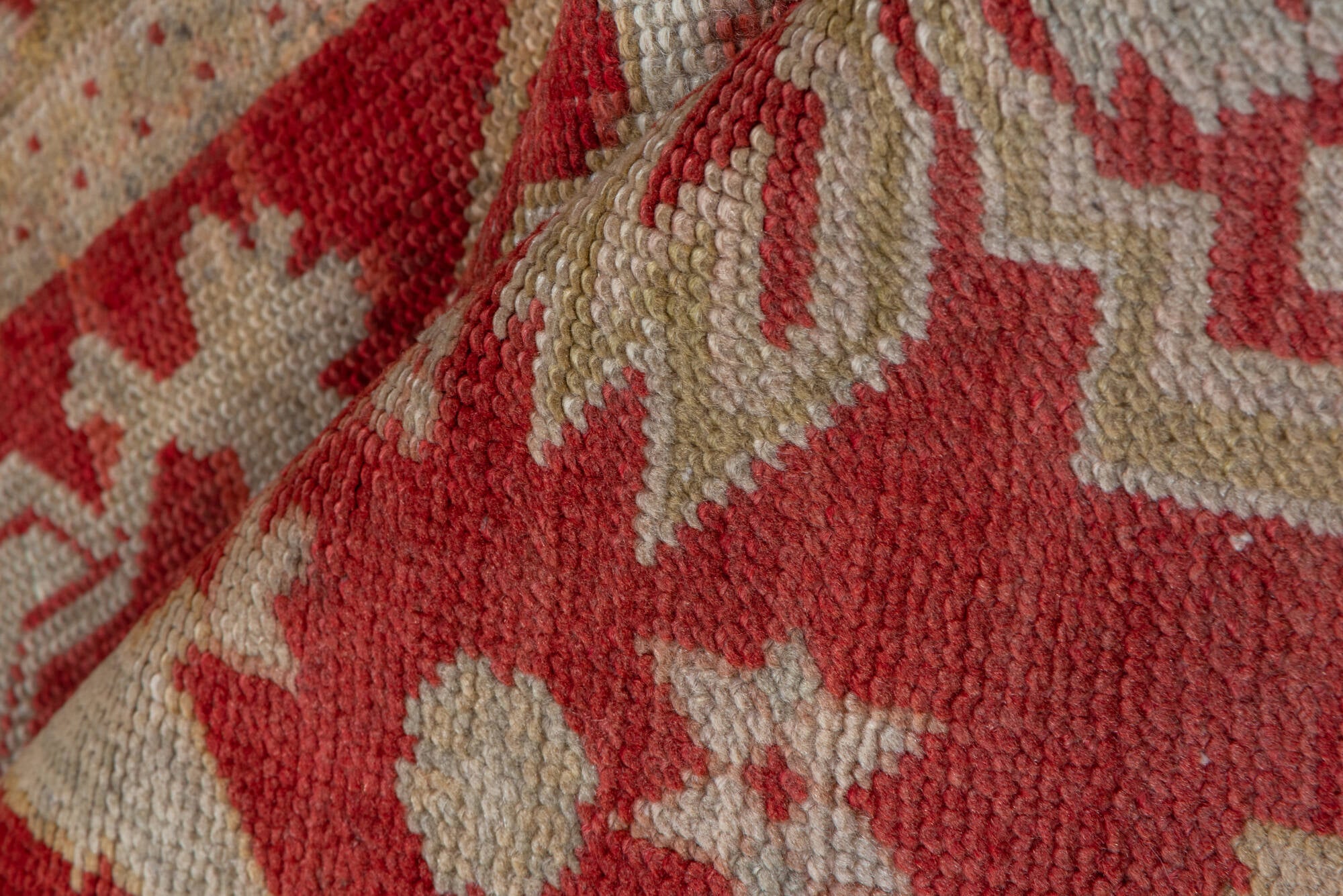 3' x 11' one-of-a-kind handmade vintage Oushak runner rug. Color palette: brown, dark red, maroon, off-white, orange, pink