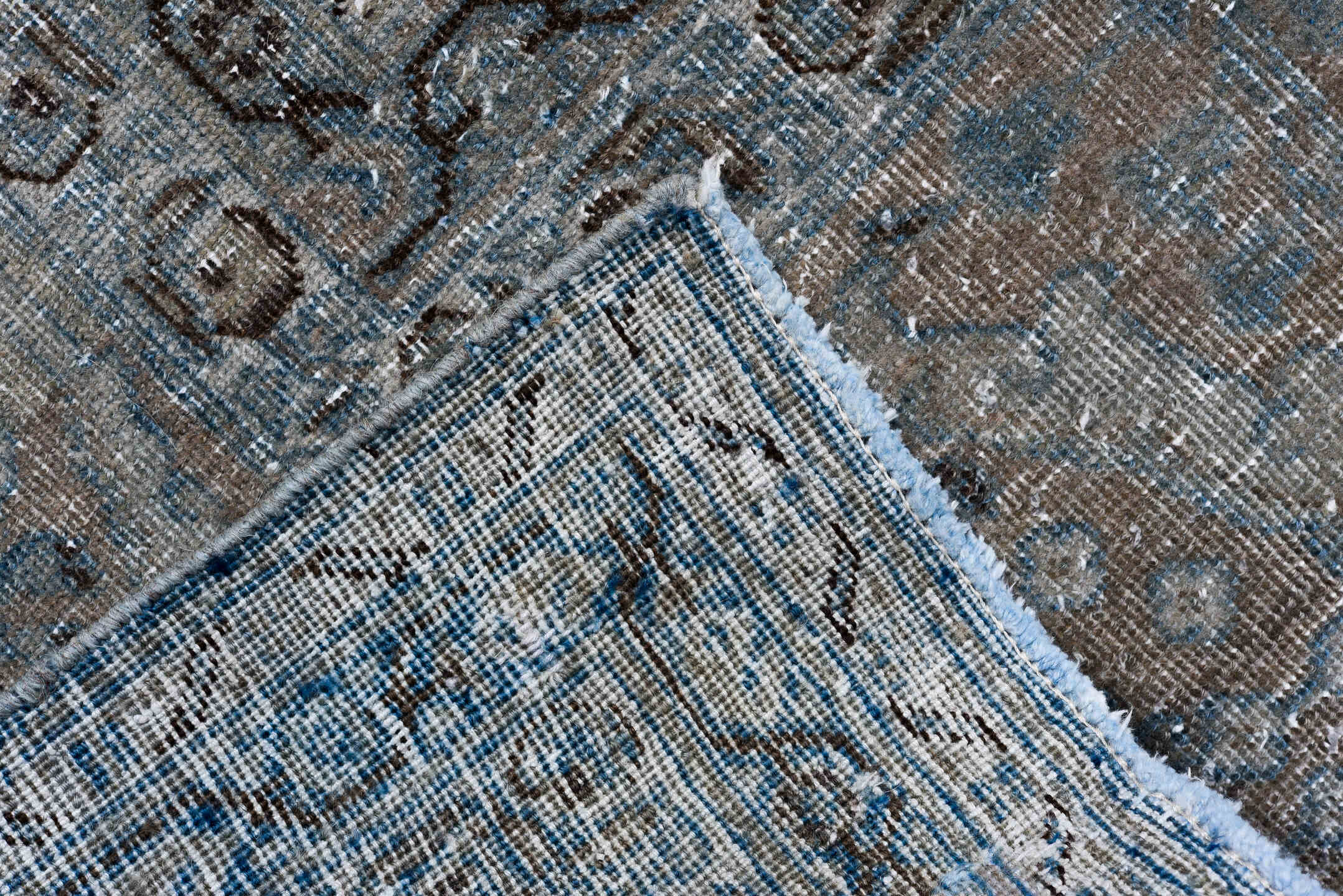 8' x 12' one-of-a-kind handmade vintage Tabriz large size rug. Color palette: gray, light gray, off-white, black, light blue