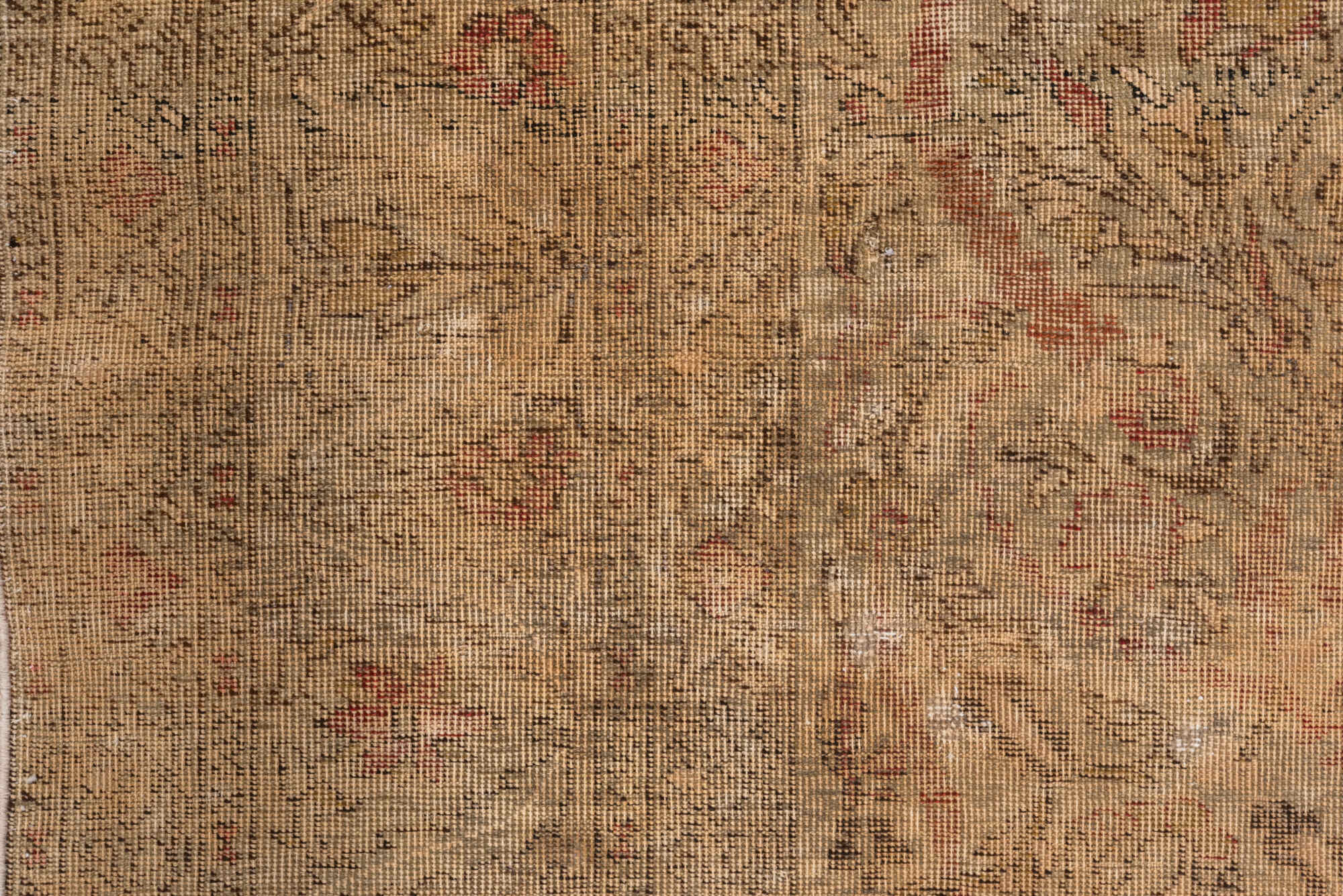 3' x 5' one-of-a-kind handmade vintage Kaisary small size rug. Color palette: brown, gray, light gray, off-white