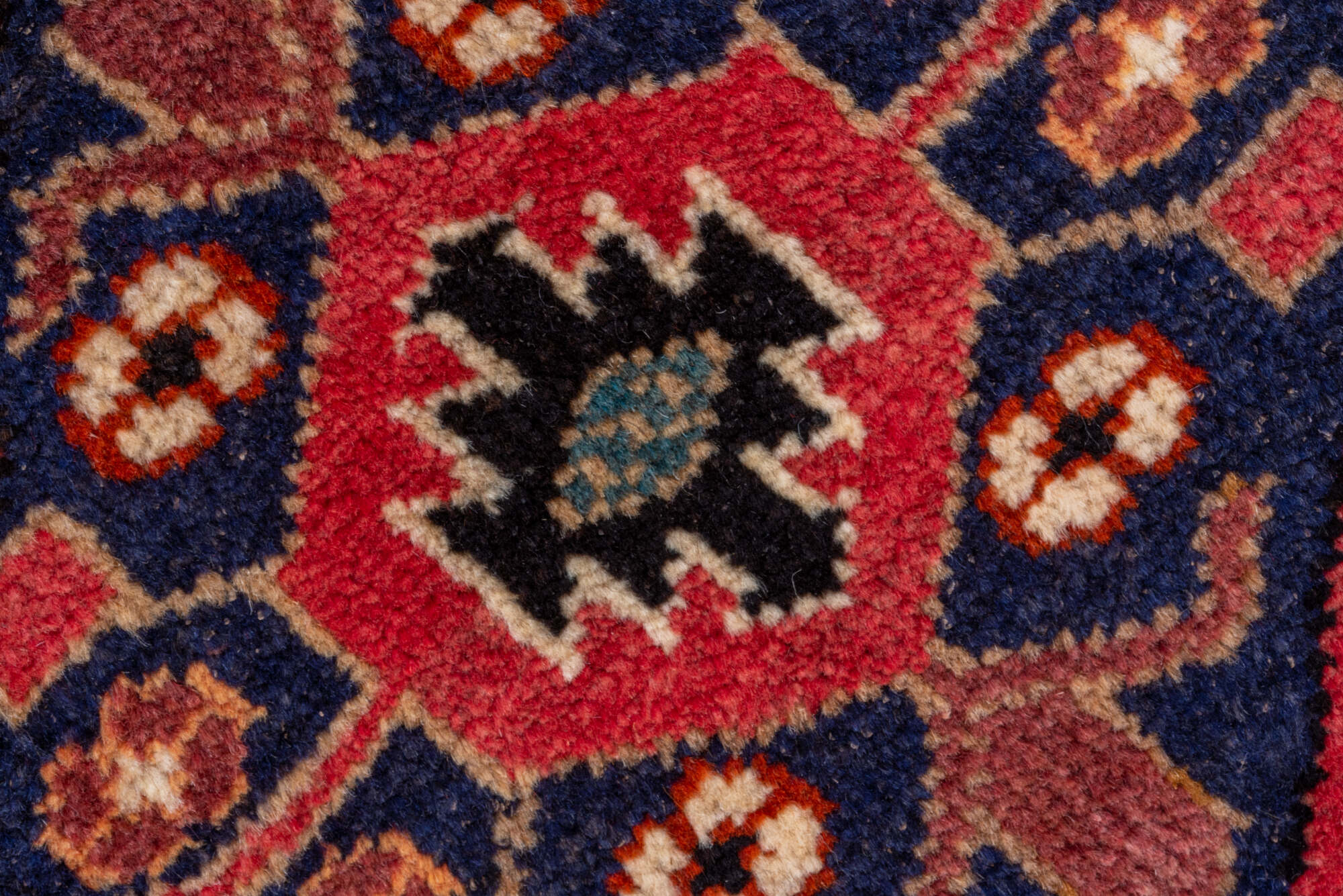 2' x 10' one-of-a-kind handmade vintage Veece runner rug. Color palette: brown, gray, orange, pink, red, tan