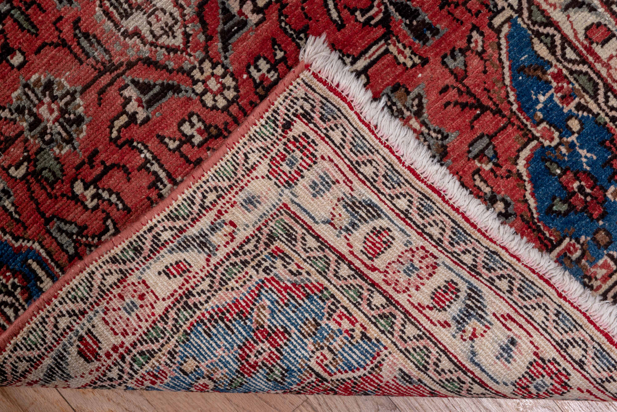 2' x 40' one-of-a-kind handmade vintage Dargazin runner rug. Color palette: brown, gray, off-white, pink, red, snow, white