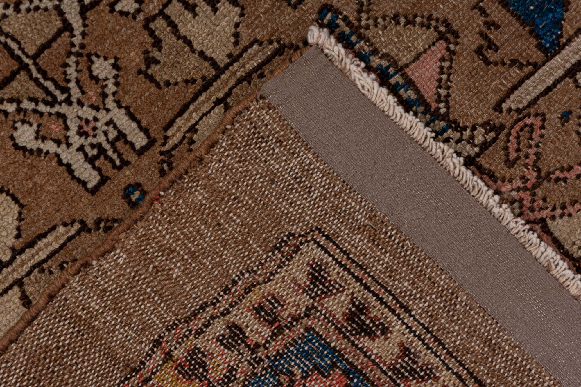 3' x 8' one-of-a-kind handmade vintage Cam Hamadan runner rug. Color palette: black, blue, brown, charcoal, gray, pink, red