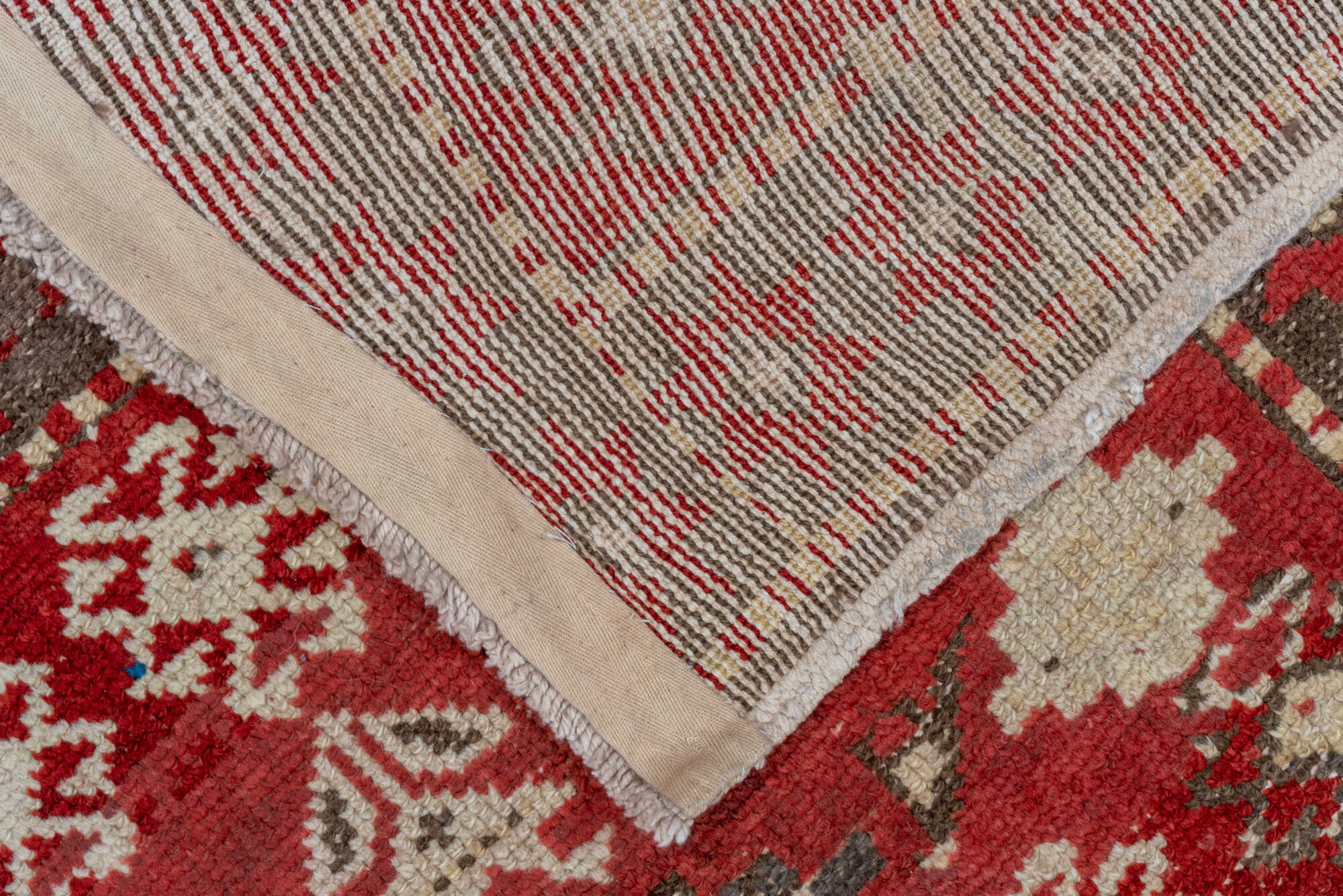 4' x 13' one-of-a-kind handmade vintage Caucasian runner rug. Color palette: brown, gray, pink, red