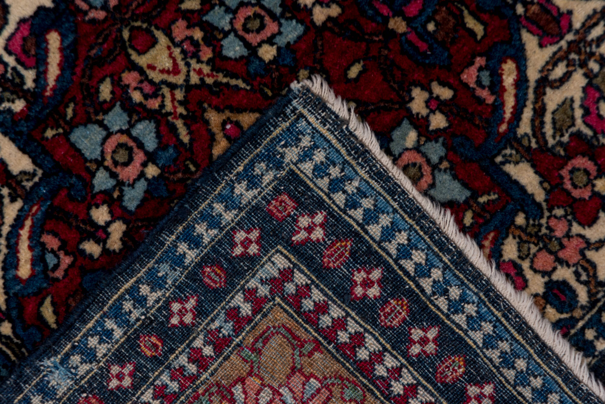 3' x 4' one-of-a-kind handmade vintage Isfahan small size rug. Color palette: black, blue, brown, charcoal, dim gray, gray