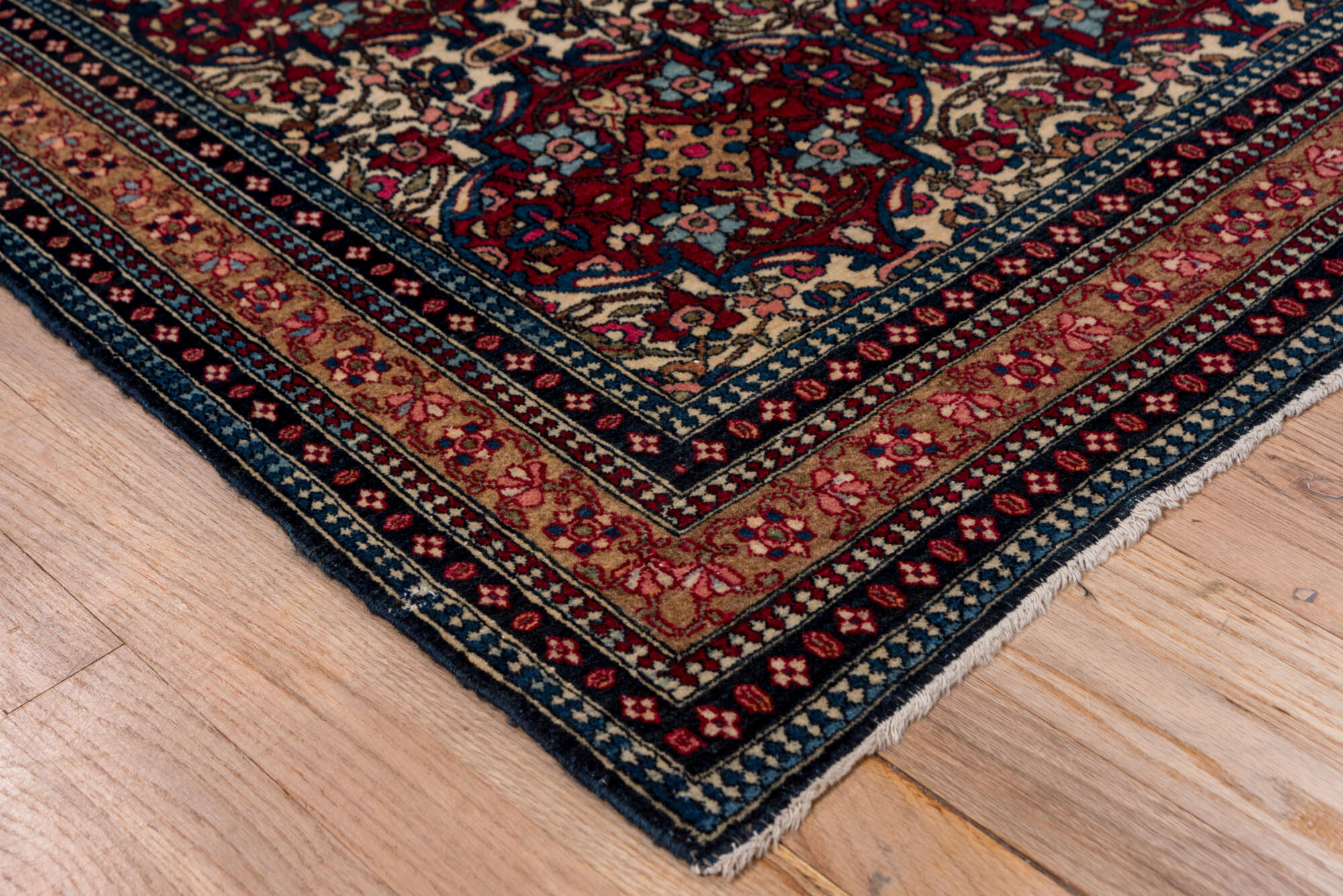 3' x 4' one-of-a-kind handmade vintage Isfahan small size rug. Color palette: black, blue, brown, charcoal, dim gray, gray