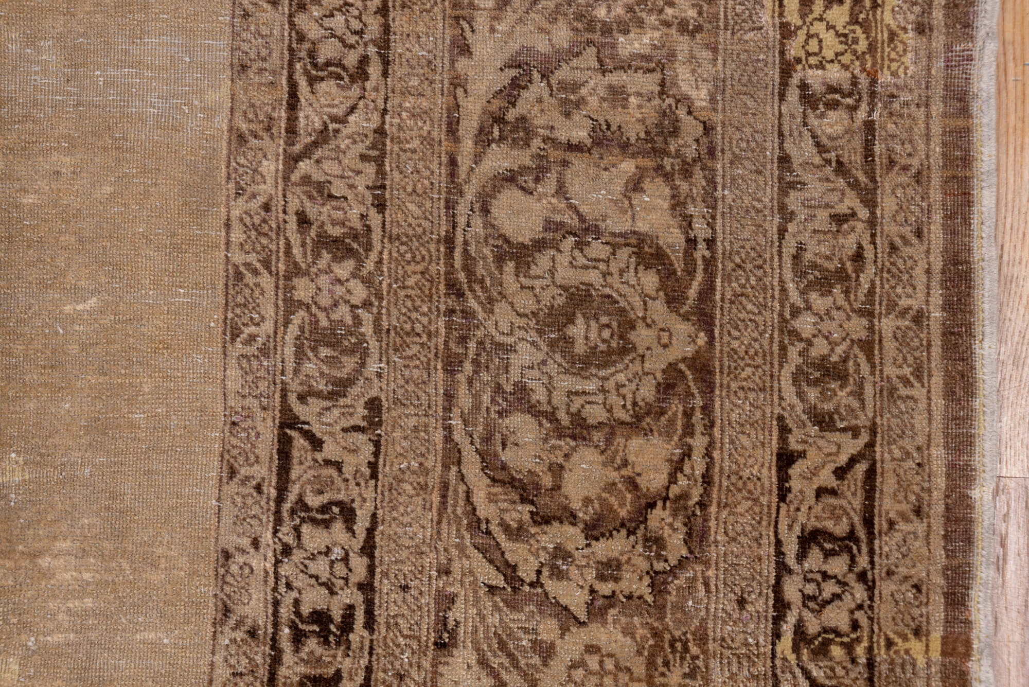 9' x 12' one-of-a-kind handmade vintage Tabriz large size rug. Color palette: brown, pink