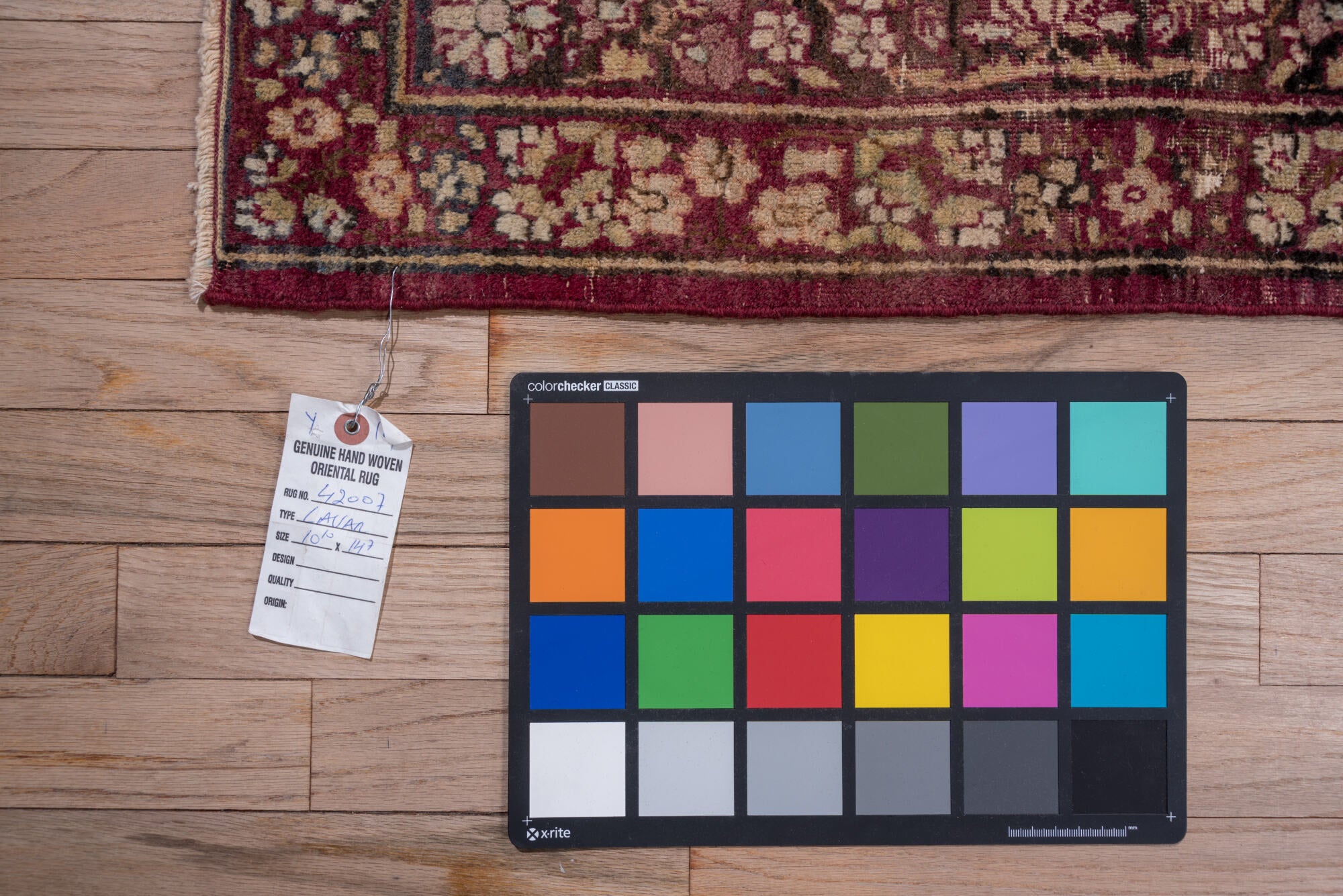 10' x 14' one-of-a-kind handmade vintage Lavar large size rug. Color palette: brown, gray, off-white, orange, pink, red