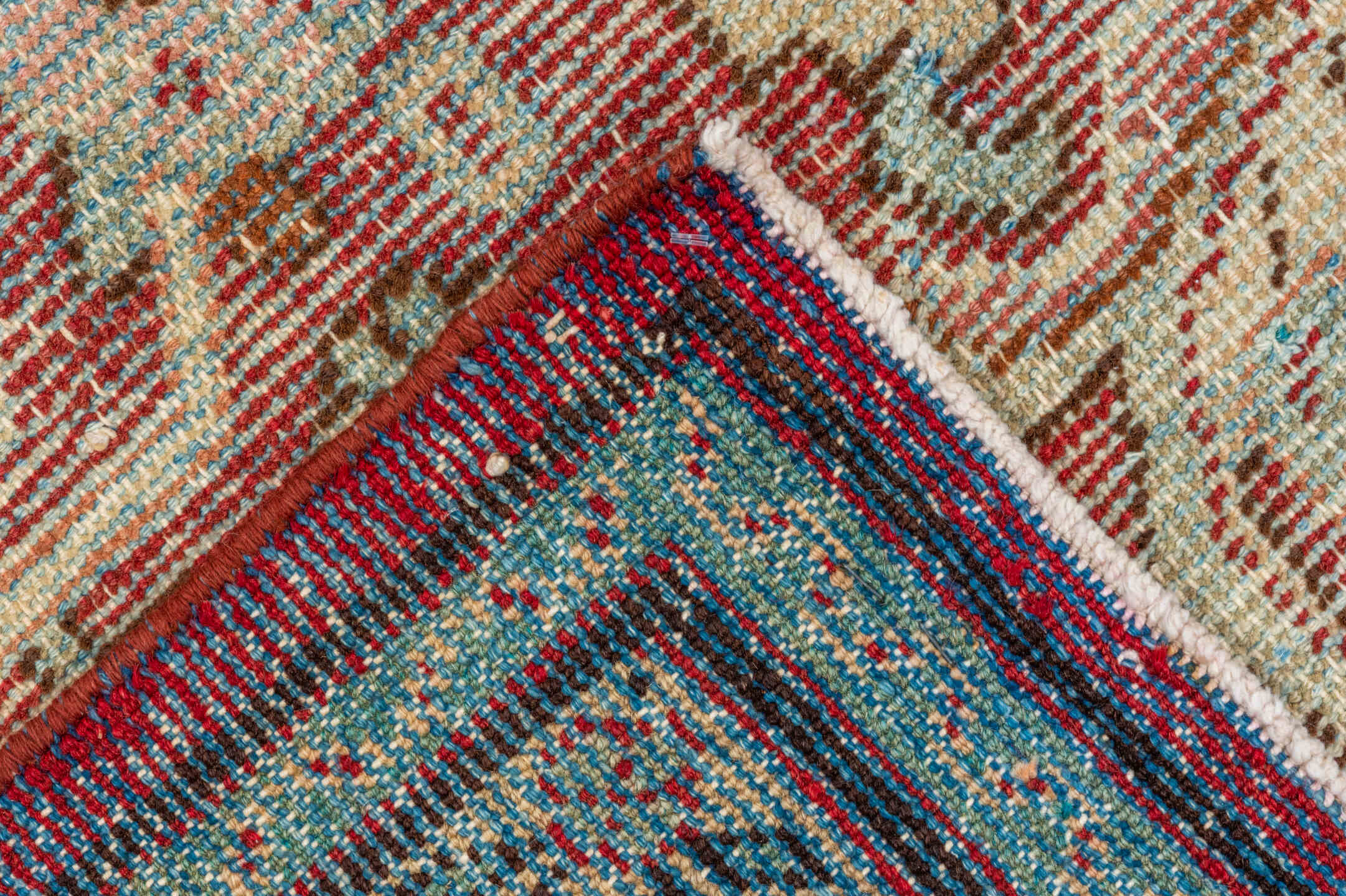 5' x 7' one-of-a-kind handmade vintage Mahal rug. Color palette: off-white, brown, gray, red, orange, light gray, pink