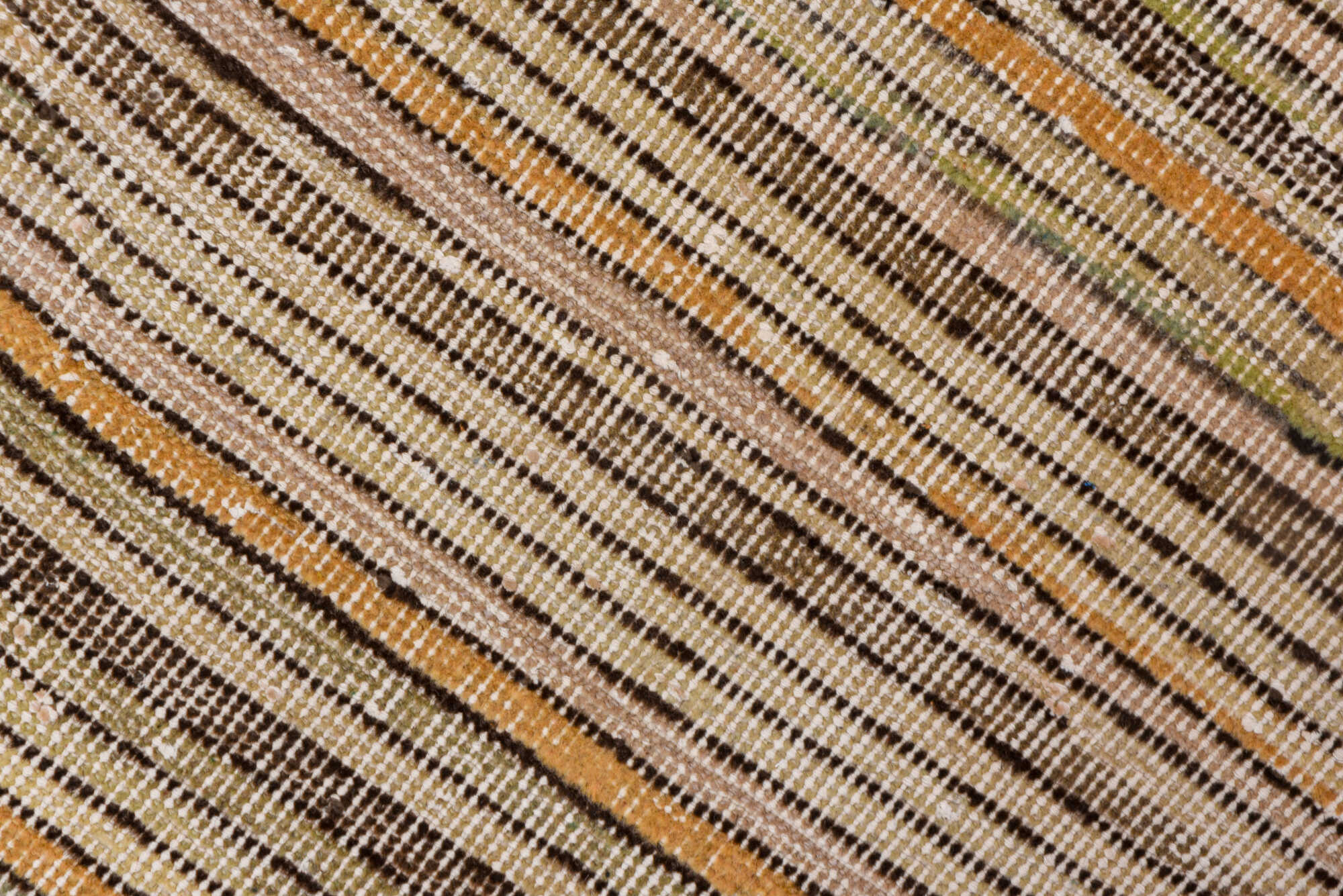 2' x 6' one-of-a-kind handmade vintage Tulu runner rug. Color palette: brown, gray, light gray, off-white, orange, snow