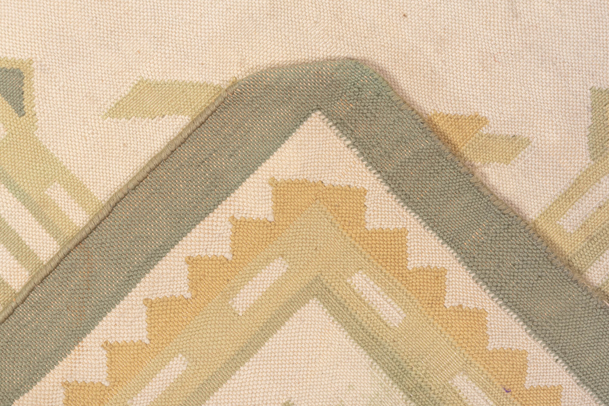 6' x 9' one-of-a-kind handmade vintage Dhurrie medium size rug. Color palette: brown, gray, light gray, off-white, orange