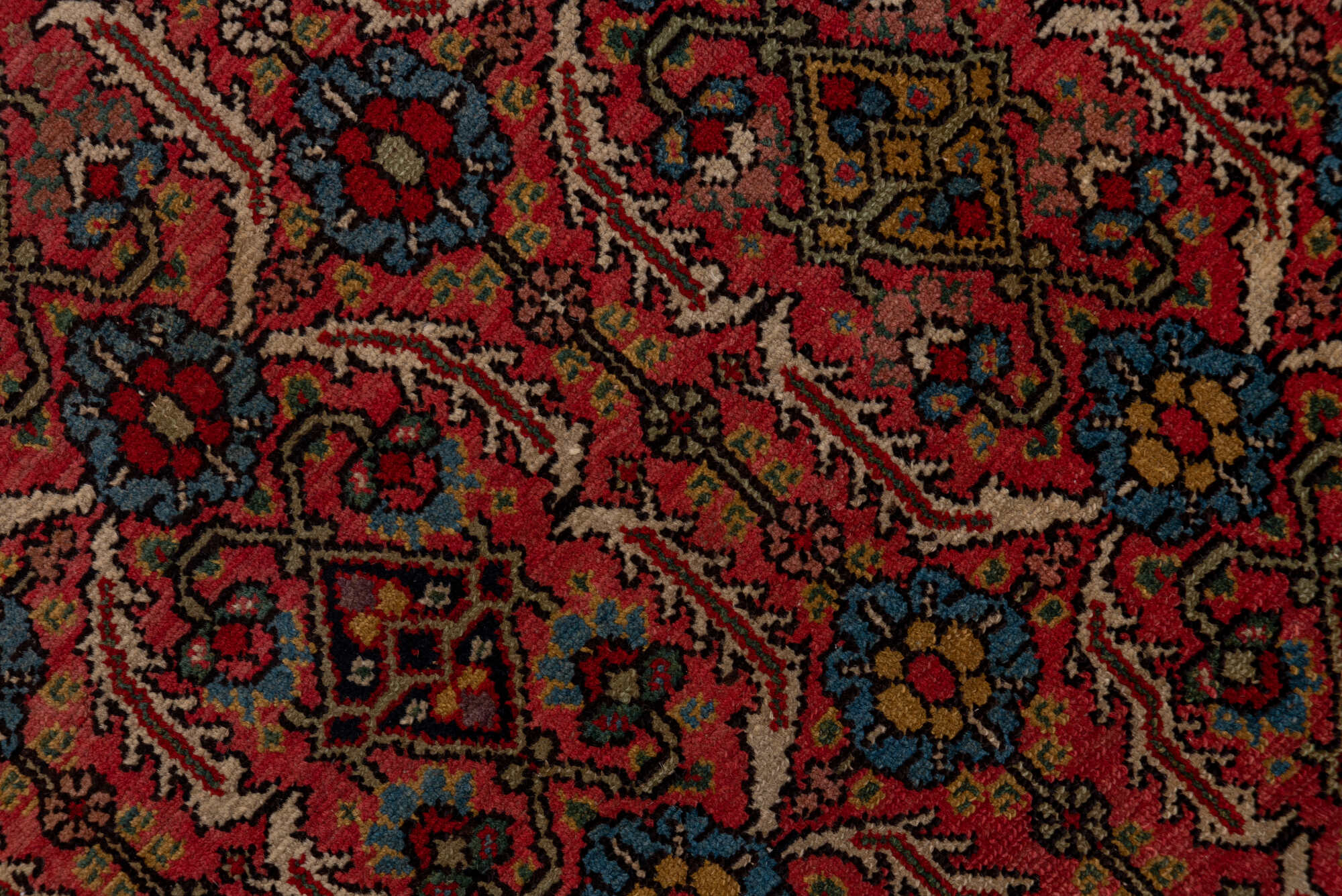 3' x 15' one-of-a-kind handmade vintage NW Persian runner rug. Color palette: black, brown, gray, pink, red