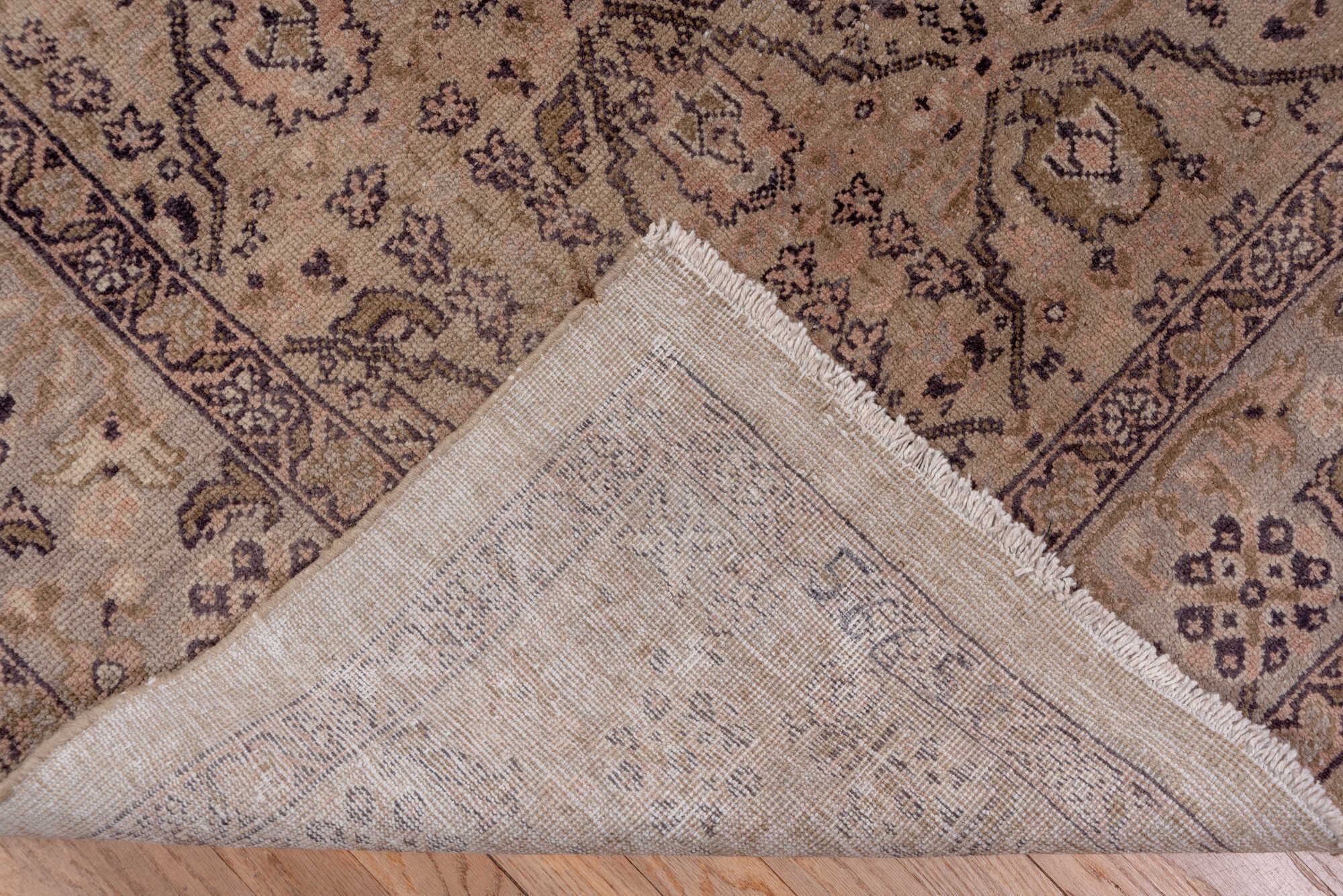 8' x 12' one-of-a-kind handmade vintage Sivas large size rug. Color palette: black, brown, gray, light gray, off-white, pink